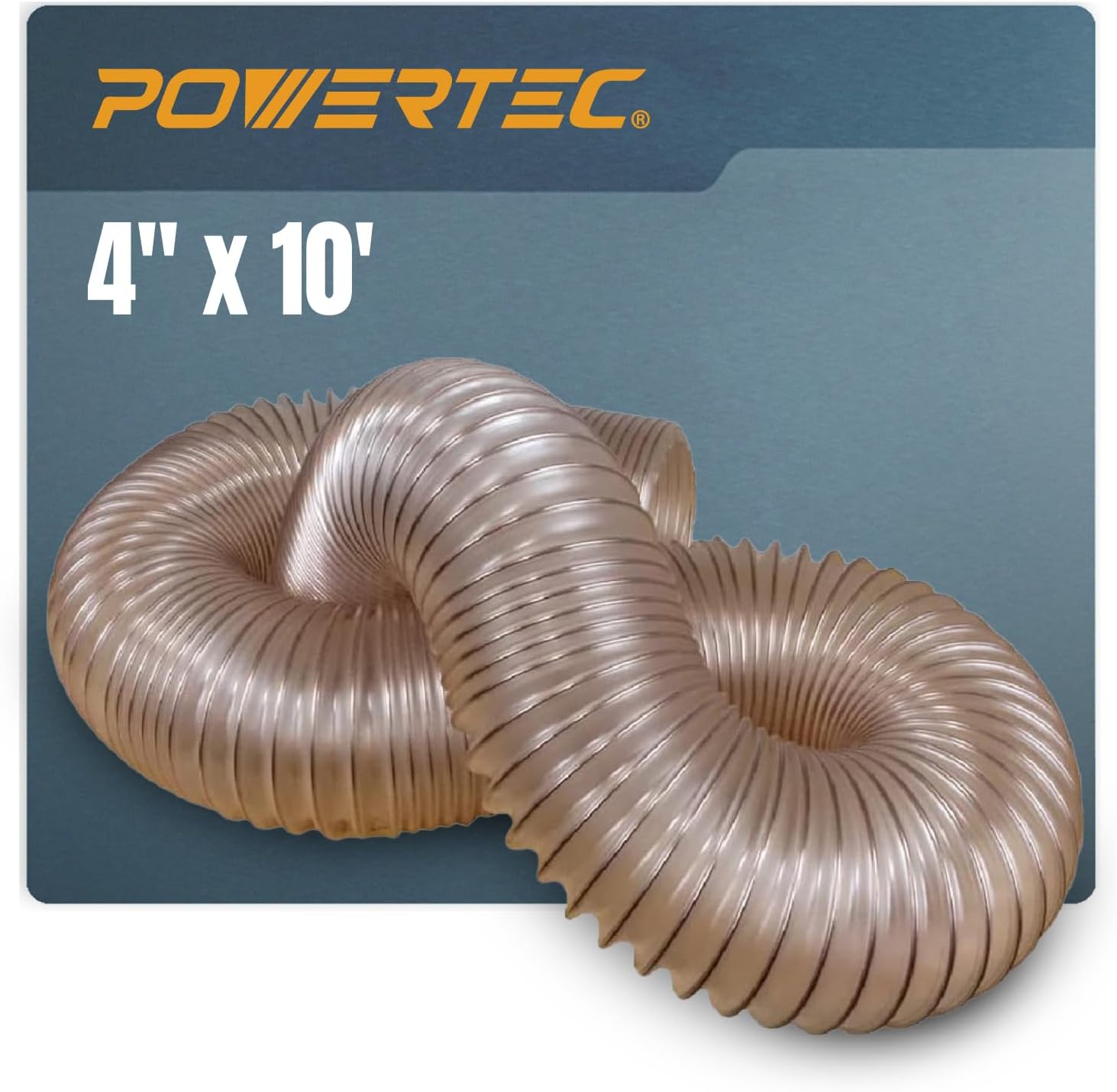 POWERTEC 4" x 10' Dust Collection Hose, 4 inch Flexible PU Dust Collector Hose for Table Saw, Band Saw, Planer, Jointer, Woodworking and Garage, WoodShop Dust Collection System (70162)