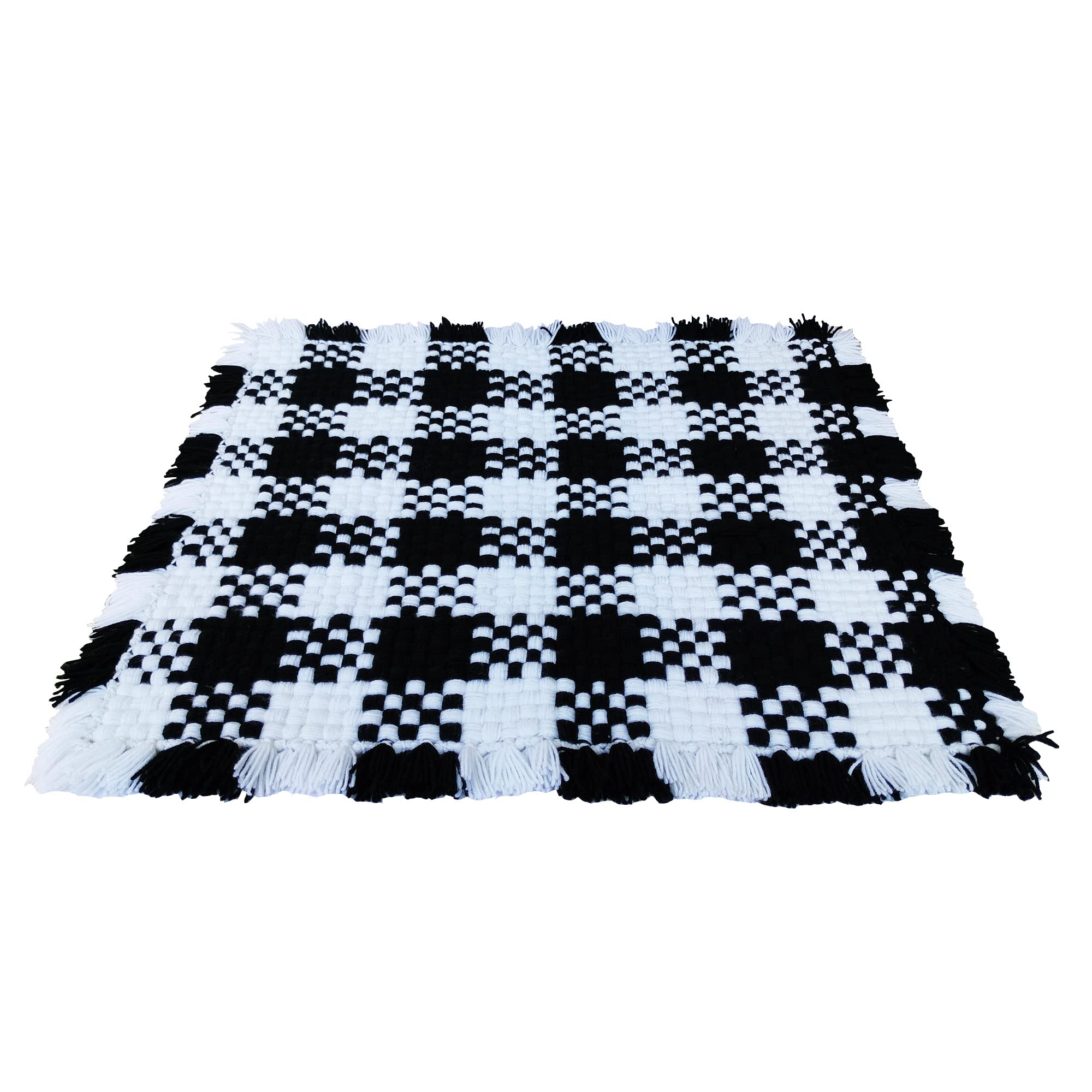 CRM TRADERS Woolen Puja Aasan Mat for Prayers - Handmade Decorative Pooja Mat 21 x 22 inch - (Black and White)-picture-14