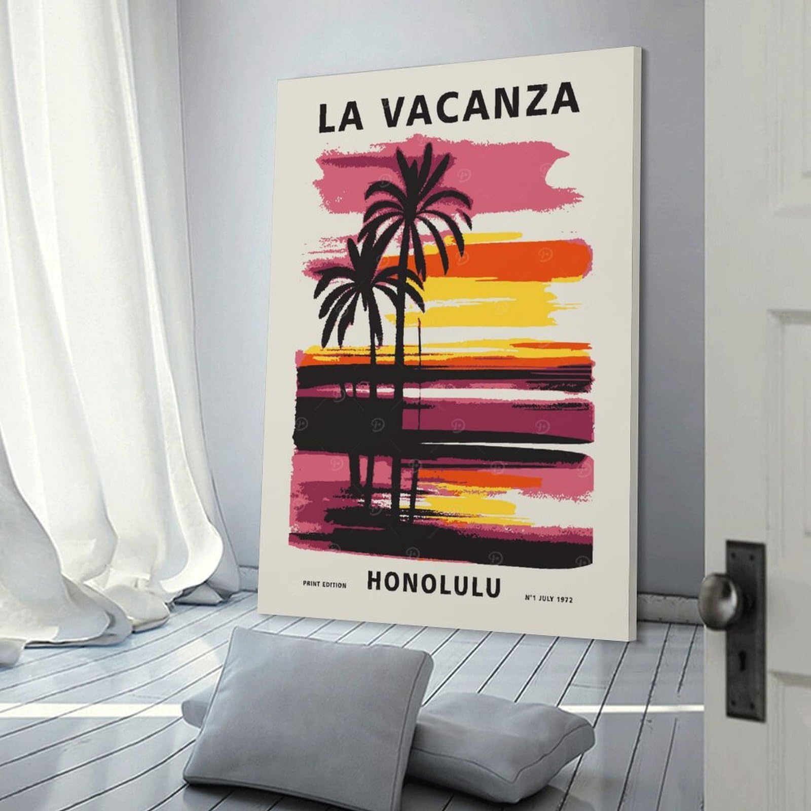 Junmoney Canvas Wall Picture Tropical Honolulu Hawaii, 20x30inch(50x75cm), for Sofa Walls, Lounge Or Home Corners, Canvas Styling for A Polished Room Look