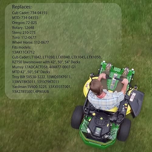 Miniatura 2 de Juego de 4 ruedas de cortacésped para cortacésped, repuesto 734-04155, 112-0677, compatible con Cub Cadet, MTD, Troy Bilt y más cubiertas de 42, 46,