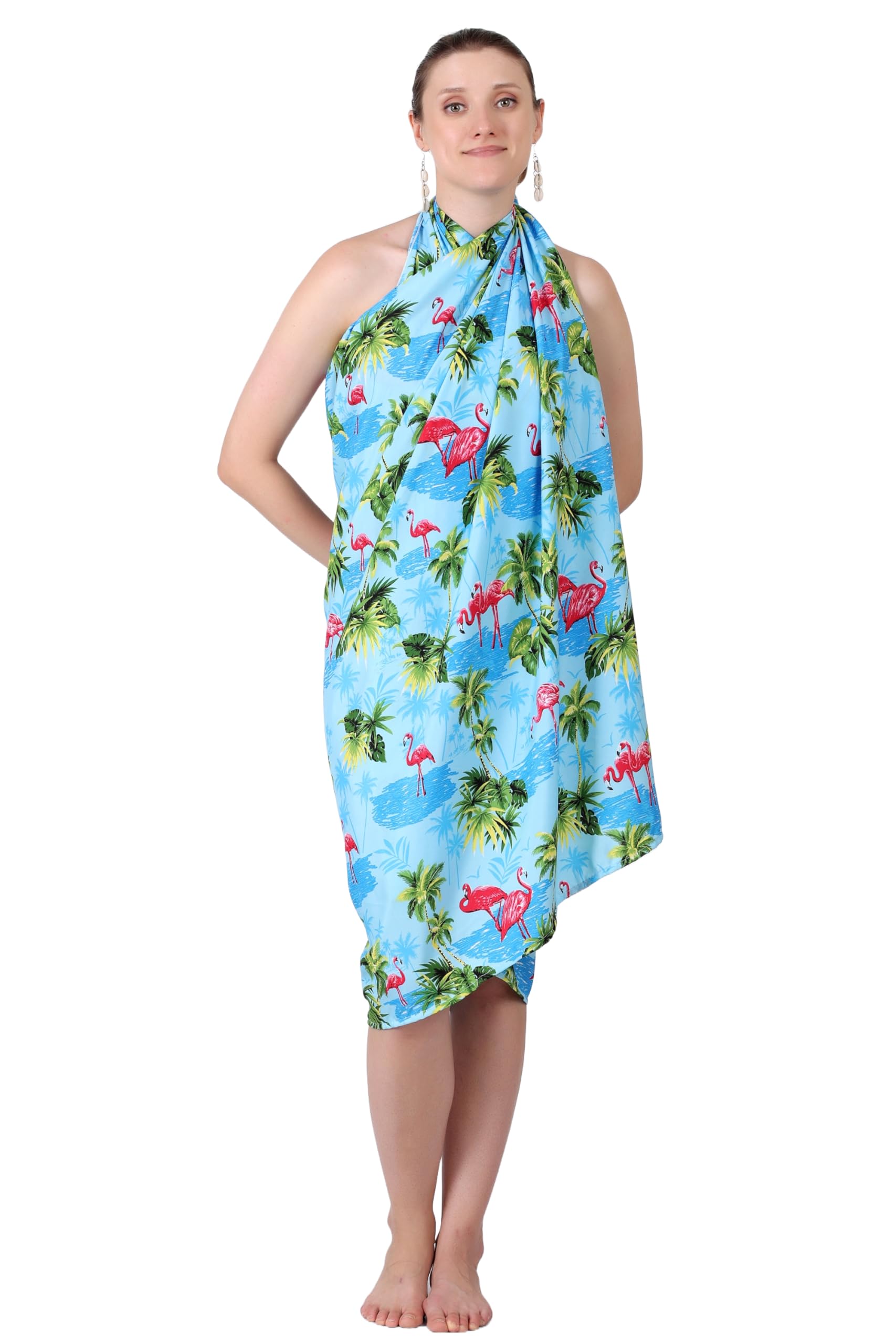 Light Blue Printed Women's Swimwear Cover Up for Beach-image-33