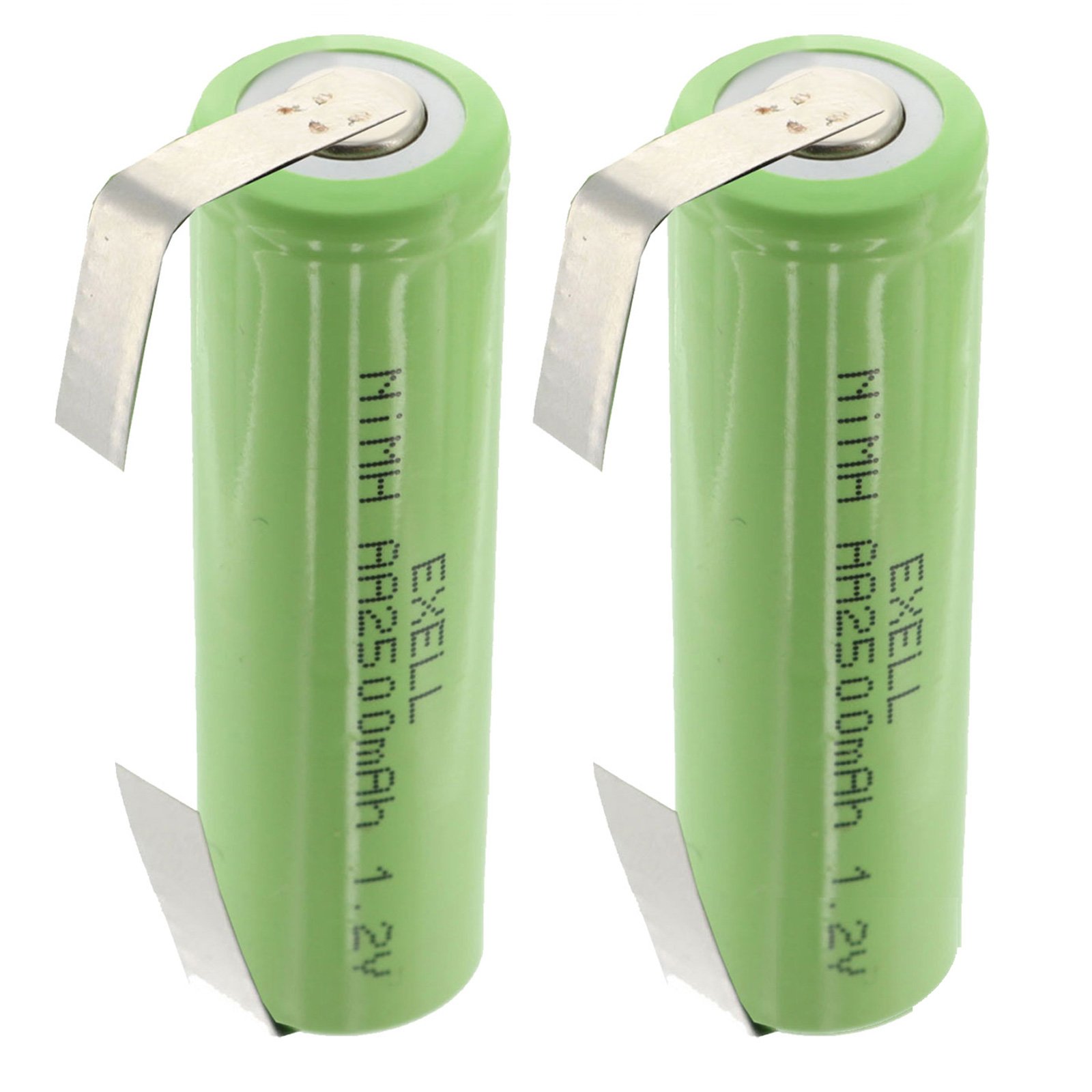 (2-PACK) AA Size 1.2V Rechargeable 2500mAh NiMH Batteries w/Tabs use with electric mopeds meters two radios electric razors toothbrushes cameras mobile phones pagers medical instruments/equipment