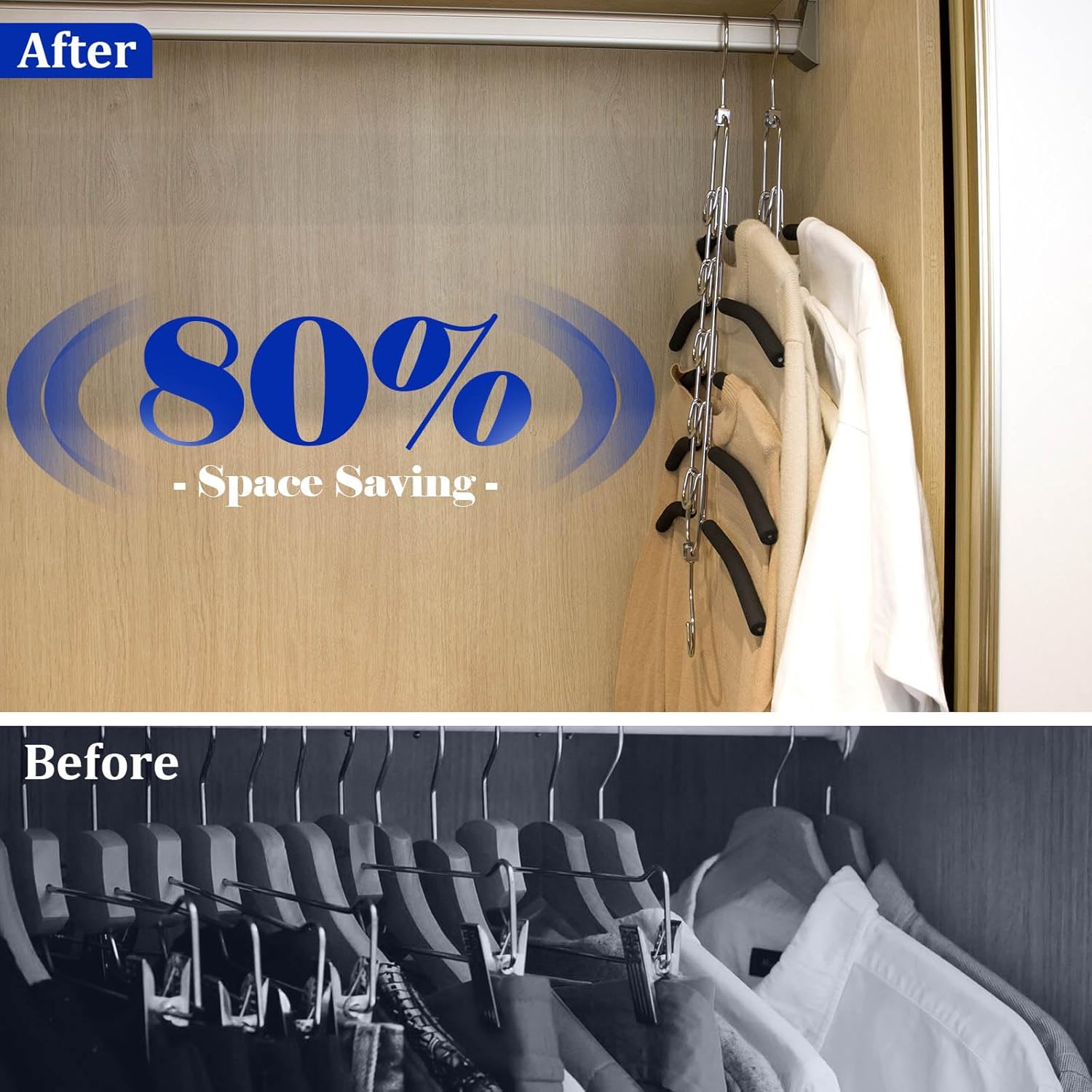 Pants Hangers 30 Pack Non Slip and Space Saving Matal Hangers 5-in-1