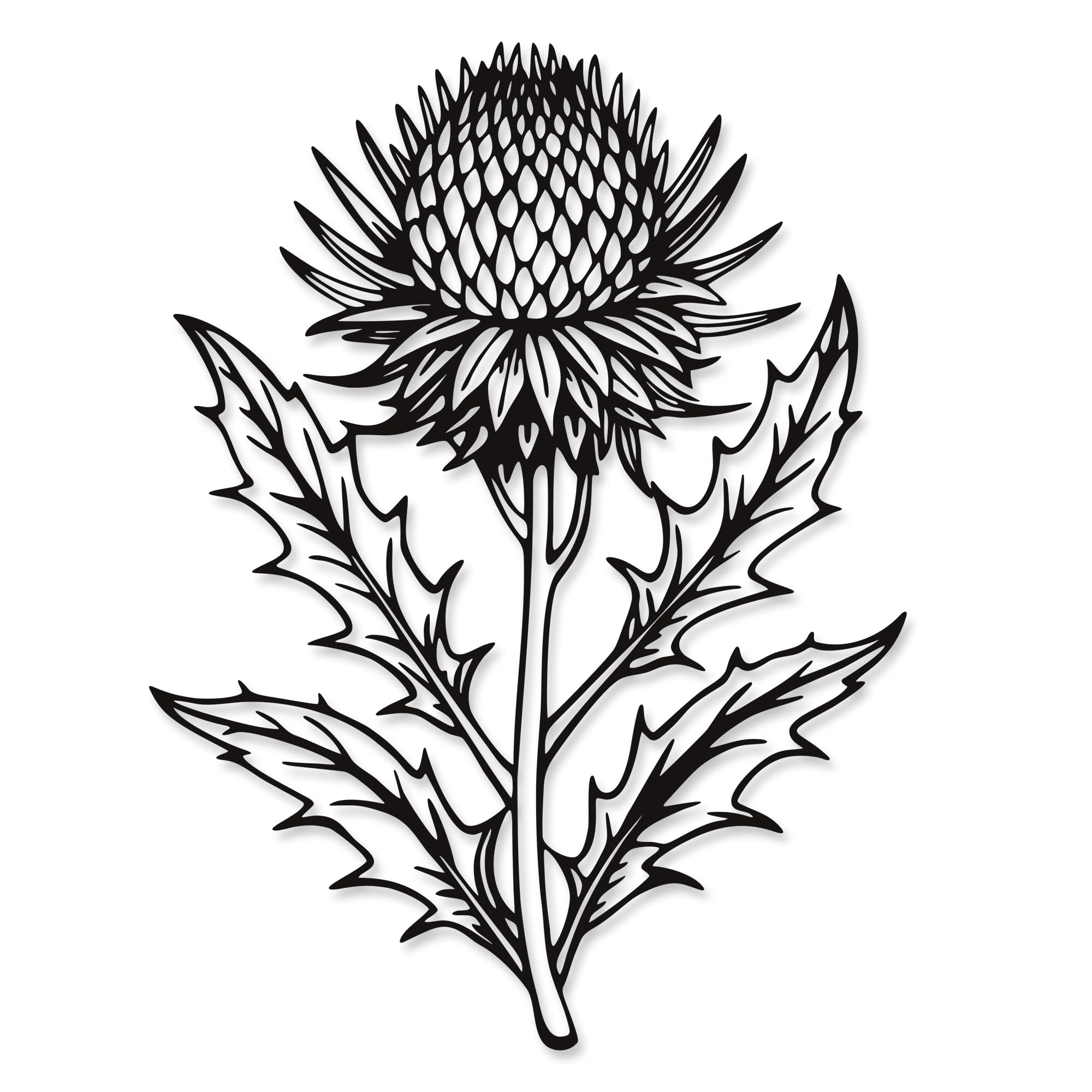 Xedatric Thistle Metal Flowers Wall Decor β Scottish Floral Black Metal Wall Art, 3D Flower Sculpture for Farmhouse Kitchen & Bathroom β Waterproof Indoor/Outdoor(14.6x10.9IN)