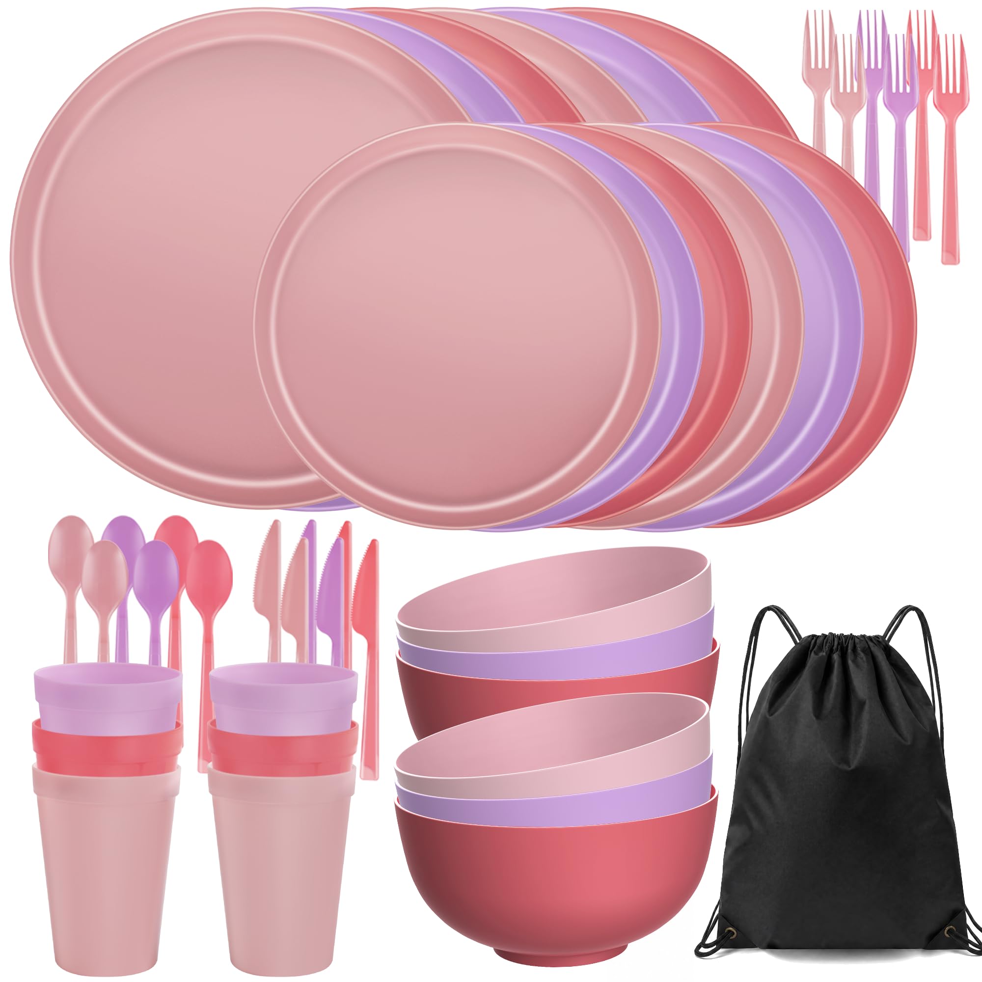 56 Piece Plates & Bowls Set - Unbreakable Dinnerware -28