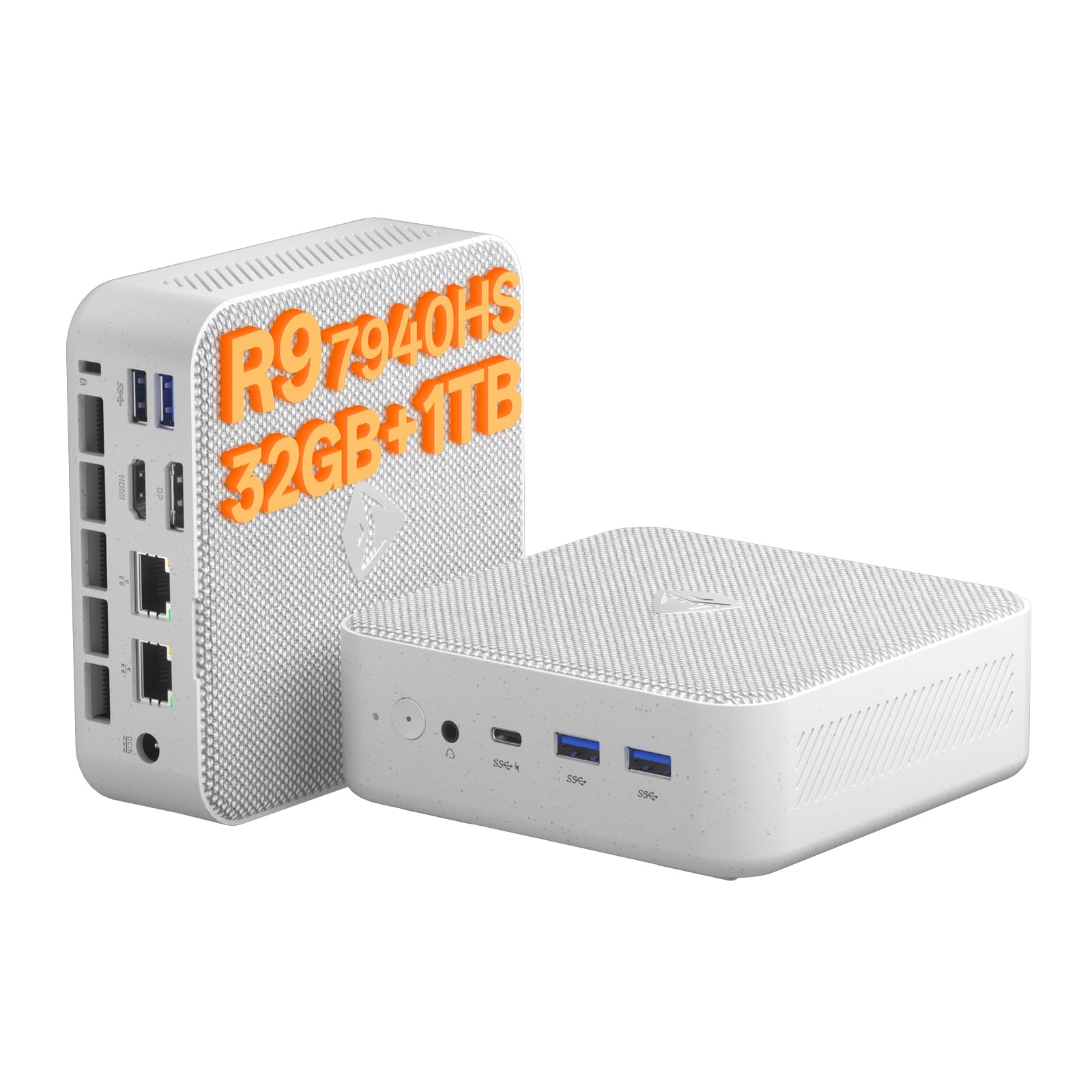 Machenike MM Mini PC, Ryzen 9 7940HS, 32GB DDR5 1TB SSD, Klein PC, Radeon 780M, Dual 2.5G LAN, USB4 Triple 8K Display, Desktop Computer für Büro, Homeoffice, Programmierung, Gaming (Grau)