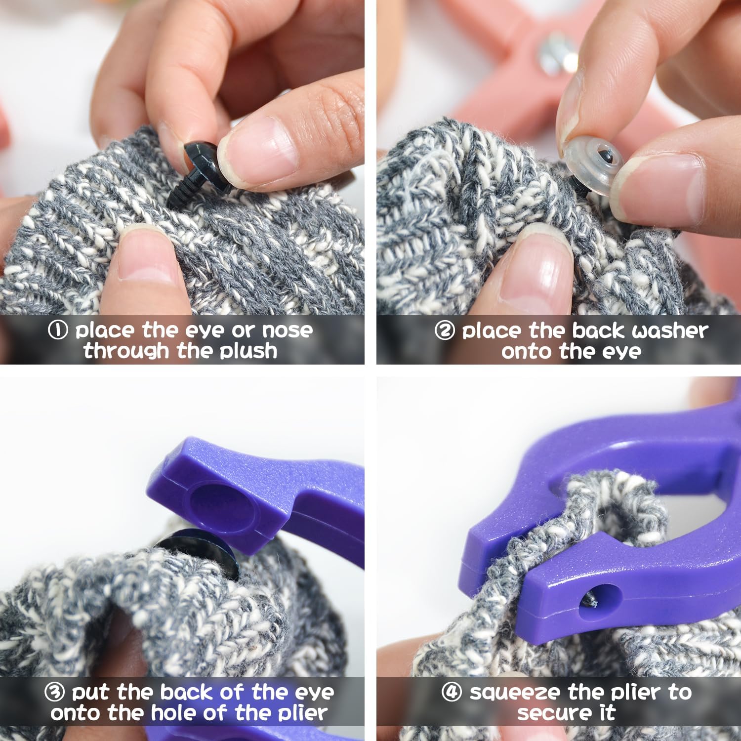 UPTTHOW Safety Eyes Jig Pliers Auxiliary Tool for Attaching Doll Eyes and Noses for Amigurumi and Crochet, DIY Craft Install Accessories Supplies for Stuffed Animals, Orange - Image 3