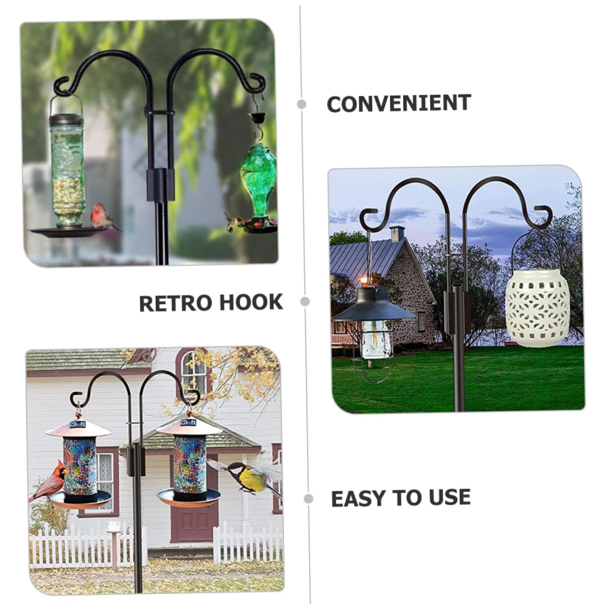 Yardenfun Garten Hirtenhaken aus Edelstahl 155cm Hoch Metall Haken für Solarleuchten Pflanzenampeln und Vogelfutterhäuschen Outdoor Aufhängevorrichtung für Terrasse und Garten