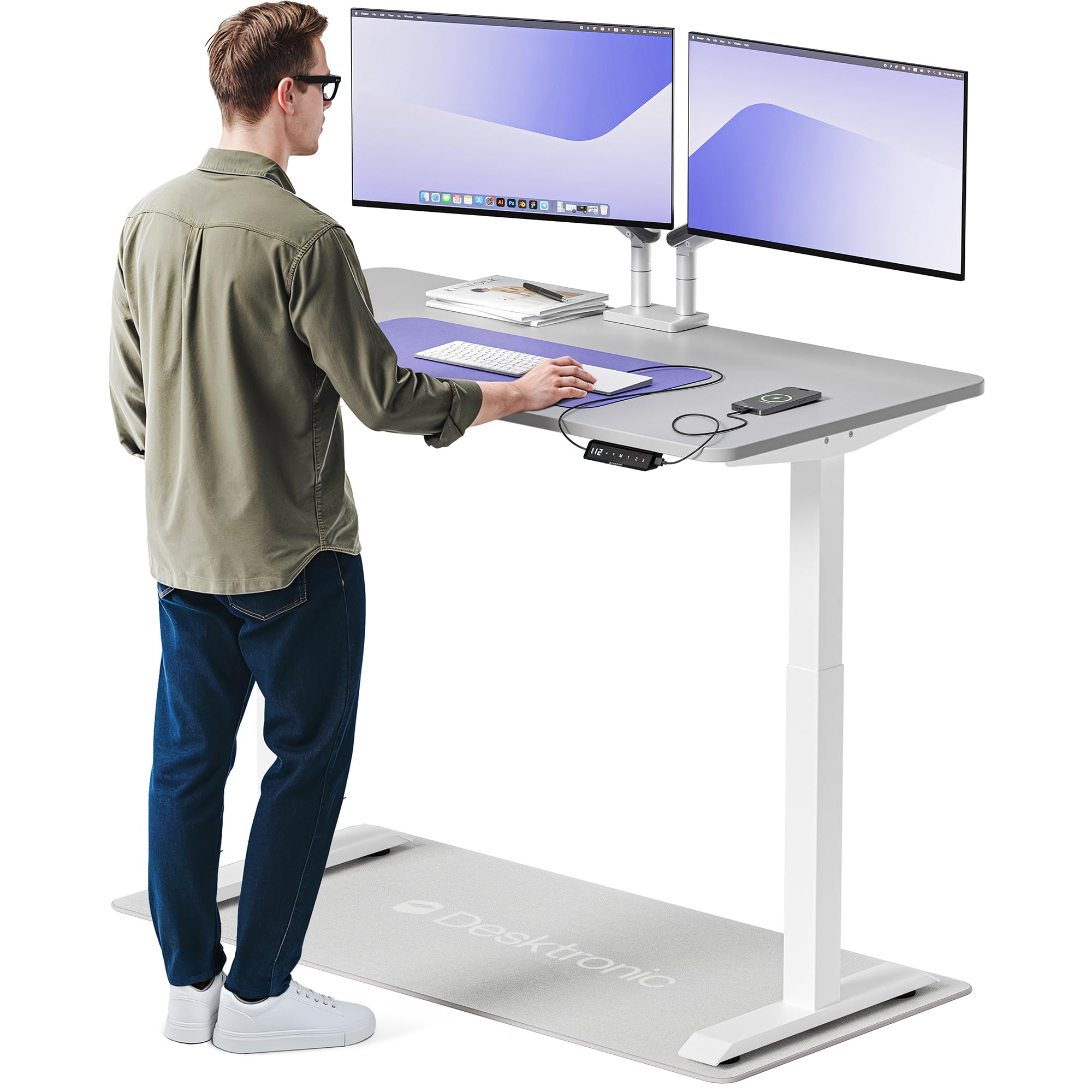 Desktronic Homeone Höhenverstellbarer Schreibtisch 140 × 70 cm – Elektrischer Schreibtisch Mit Zwei Elektrischen Motoren, Touchscreen-Steuerung Und Integrierten USB-a- Und USB-c-ladeanschlüssen