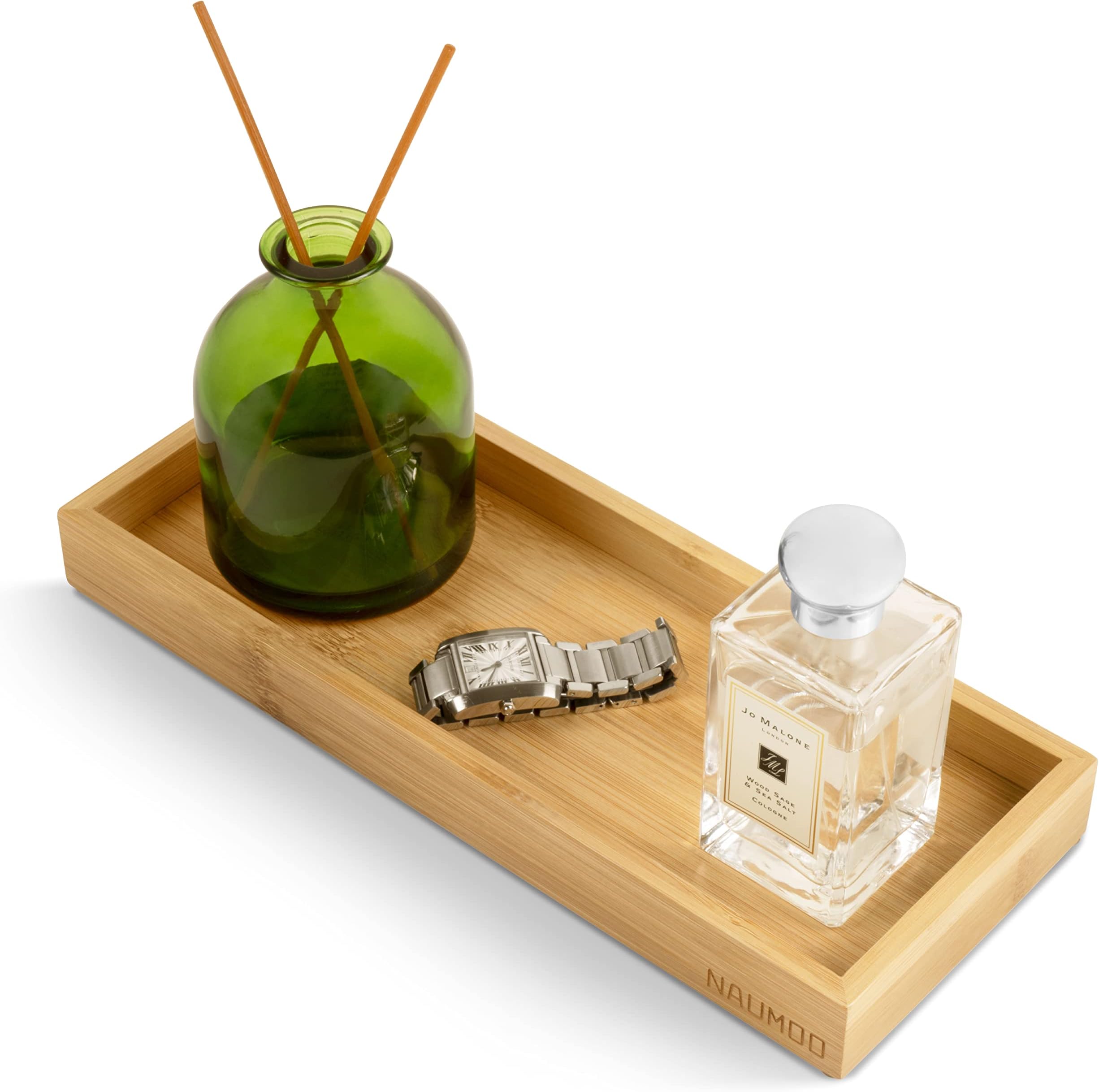 Amazon.com: Bamboo Tray, Bathroom Vanity Tray, Wood Counter Tray, Natural Wooden Basket Tray ...