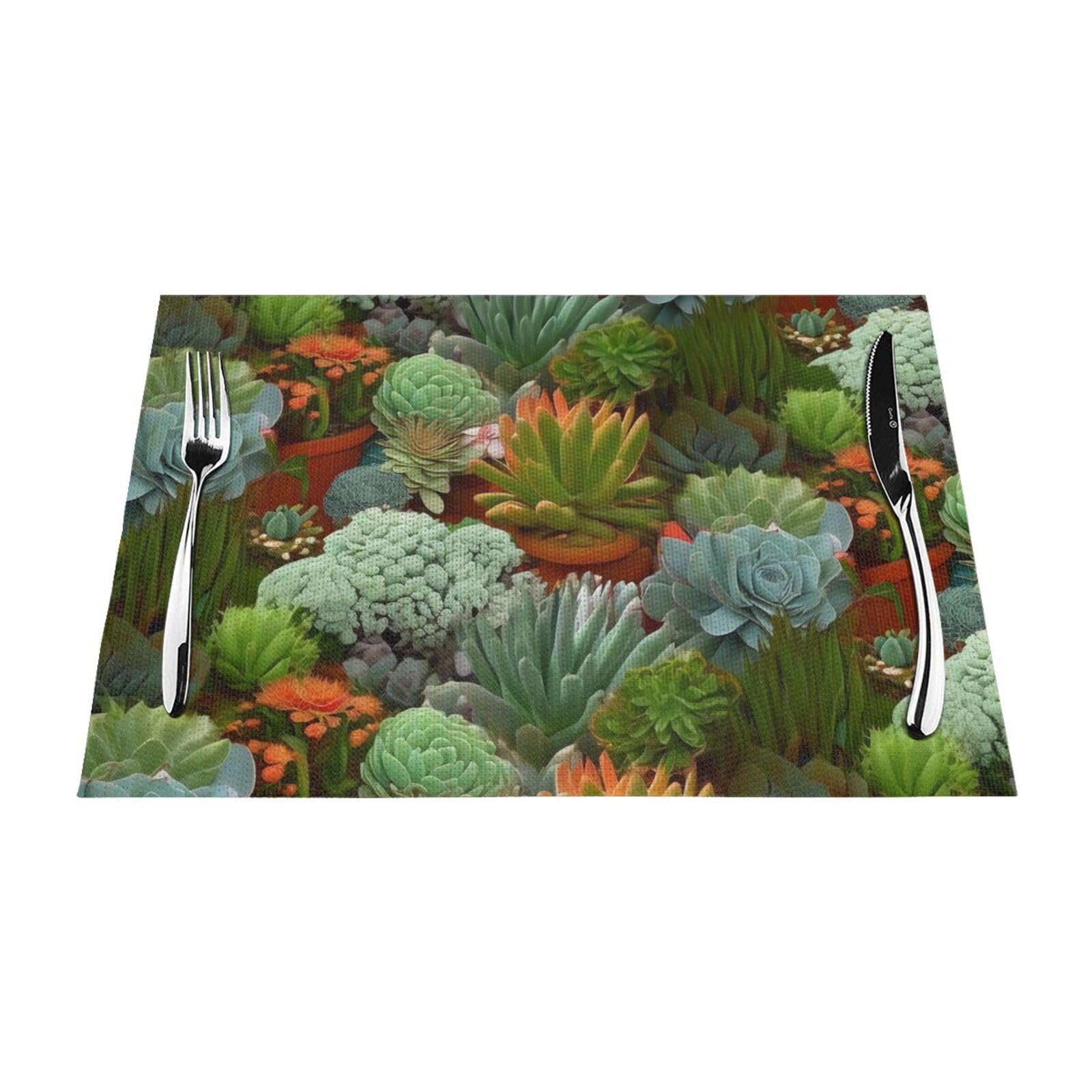 Set de table cactus lot de 4 protège-table lavables 45x30 cm pour repas quotidien