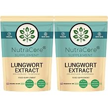 Lungwort Extract Capsules 5500mg 101   20% Mucilage & 1% Saponins   Herbal Lung & Respiratory Support Supplement   Vegan, Non-GMO, No Fillers   Made in UK   NutraCore 180 Caps