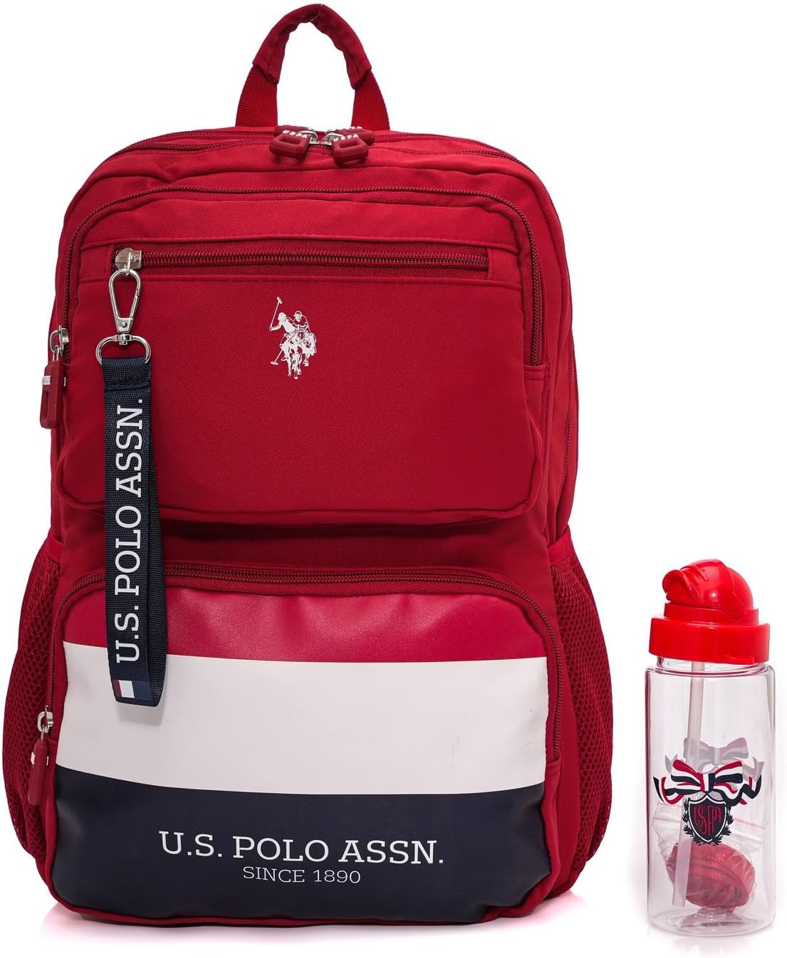 U.S. POLO ASSN. U.S. Polo. Assn. Unisex Okul Çanta Seti Plset2417005,Kırmızı Tek Ebat