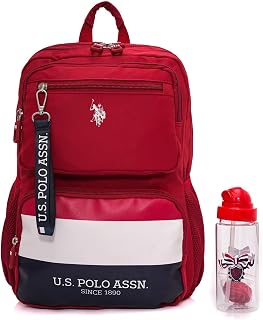 U.S. POLO ASSN. U.S. Polo. Assn. Unisex Okul Çanta Seti Plset2417005,Kırmızı Tek Ebat