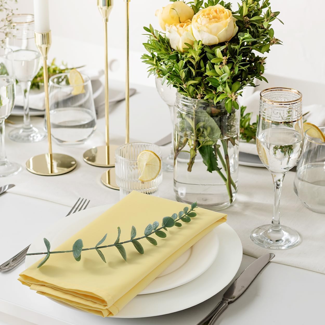 Pale Yellow Cloth Napkins,Soft, Washable(Yellow)