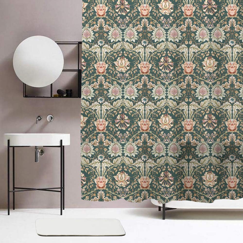 Obal William Morris Geißblatt Duschvorhänge, grüner Hintergrund Badezimmer Vorhänge Wasserschutzschimmelschutz Widerstand
