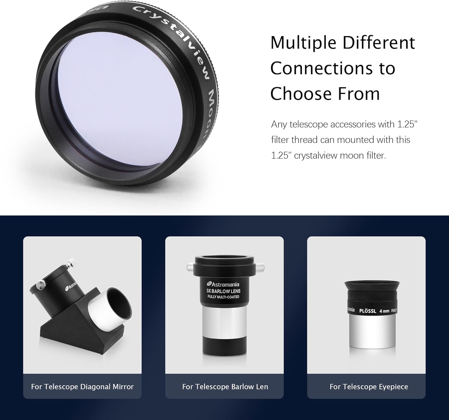 Astromania 1.25" Crystalview Moon Filter - Bundle with - 2" Crystalview Moon Filter