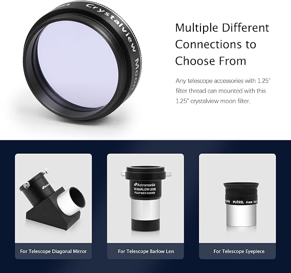 Astromania Moon Filter for Telescope 1.25inch Crystalview Moon Lunar Filter