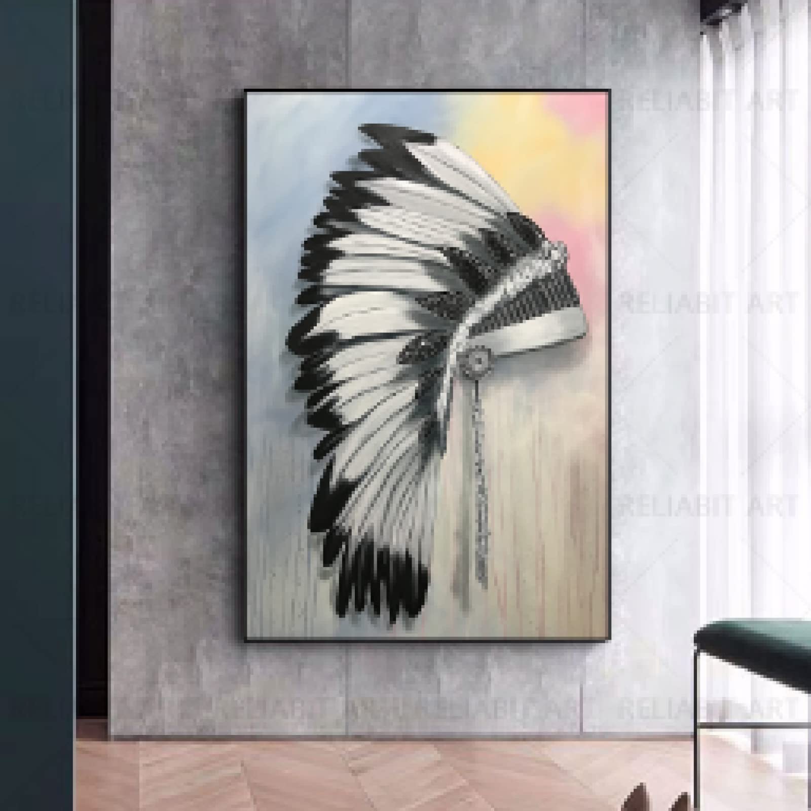 Ornement plumes abstrait en affiche rétro grand format - 8
