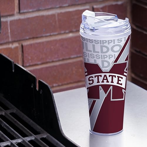Miniatura 72 de Rico Industries NCAA - Vaso de acrílico estándar de 24 onzas con tapa con bisagras, vaso de doble pared con licencia oficial y popote
