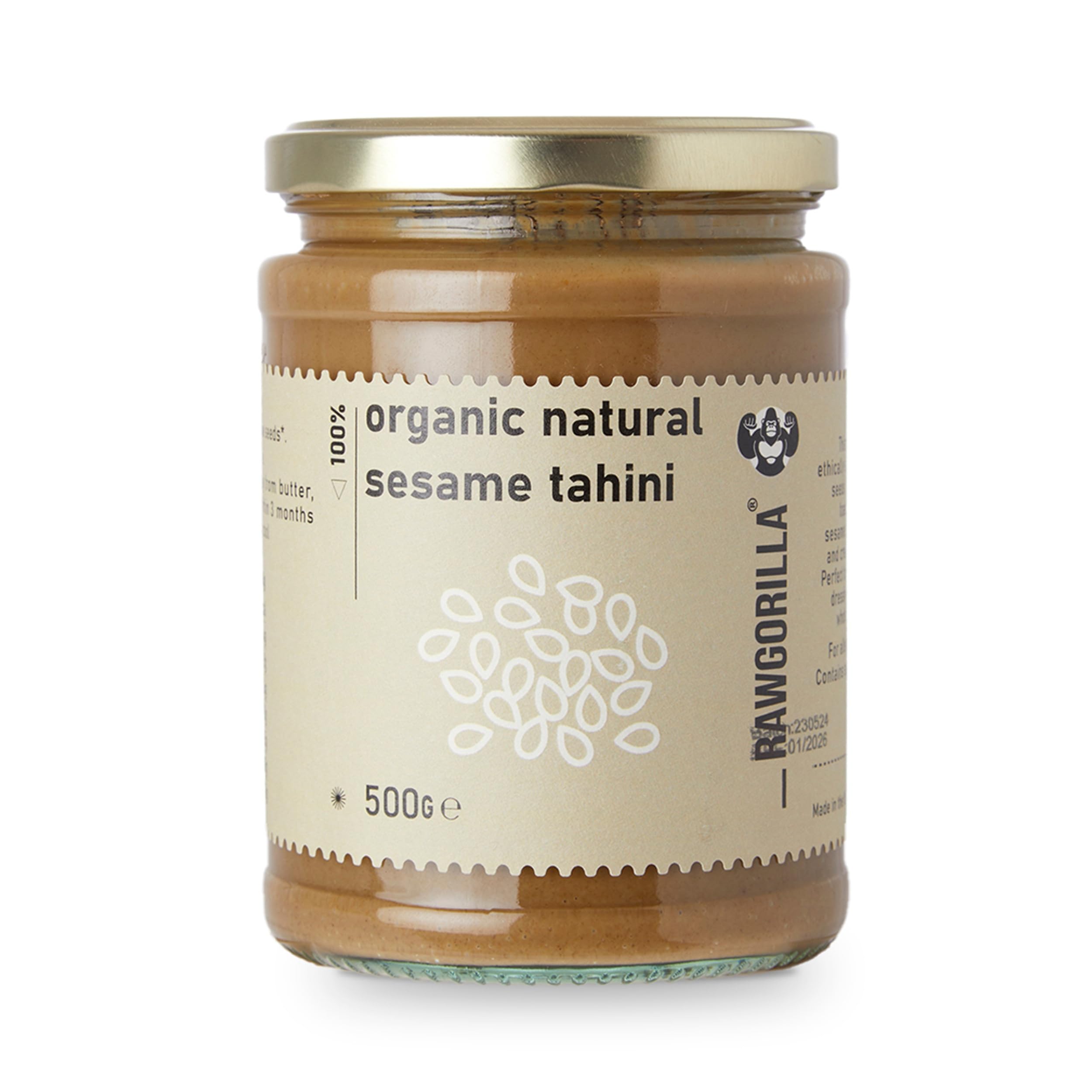 RAWGORILLA Organic Natural Sesame Tahini 500g