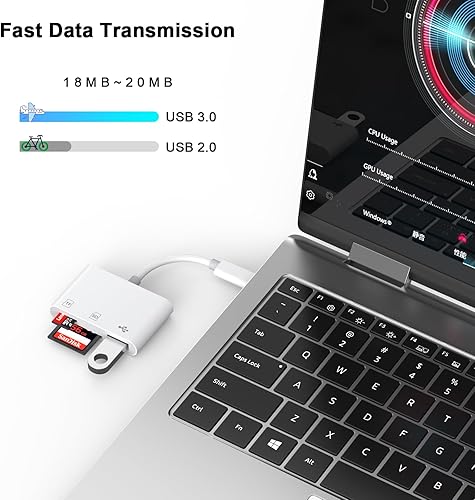 Miniatura 5 de Lector de tarjetas USB C SD, FUHAYA USB C a SDTF lector de tarjetas con adaptador USB 3.0 para iPhone 15iPadMacMacBook, lector de tarjetas de