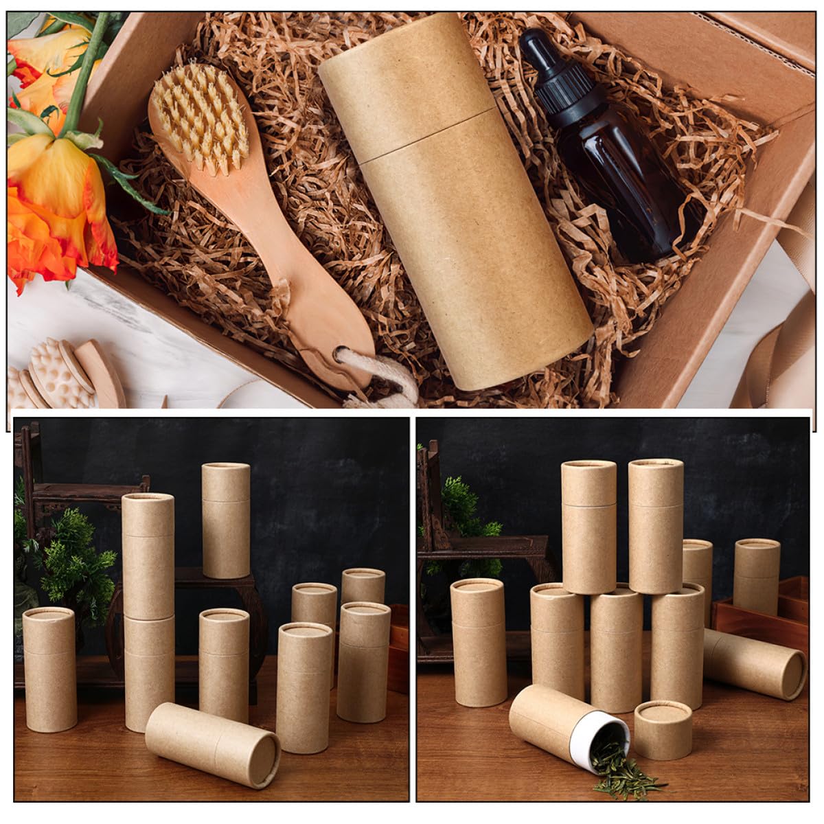 Beaupretty Scatola in Carta Kraft Rustica da 15 Pezzi per Conservazione Multifunzionale, Capacità 50ml, per Uso Domestico e Dispensa, Design Naturale ed Ecologico