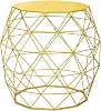 Adeco Home Garden Accents Wire Round Iron Metal Stool Side End Table Plant Stand Chair Hatched Diamond Pattern, Bright Yellow