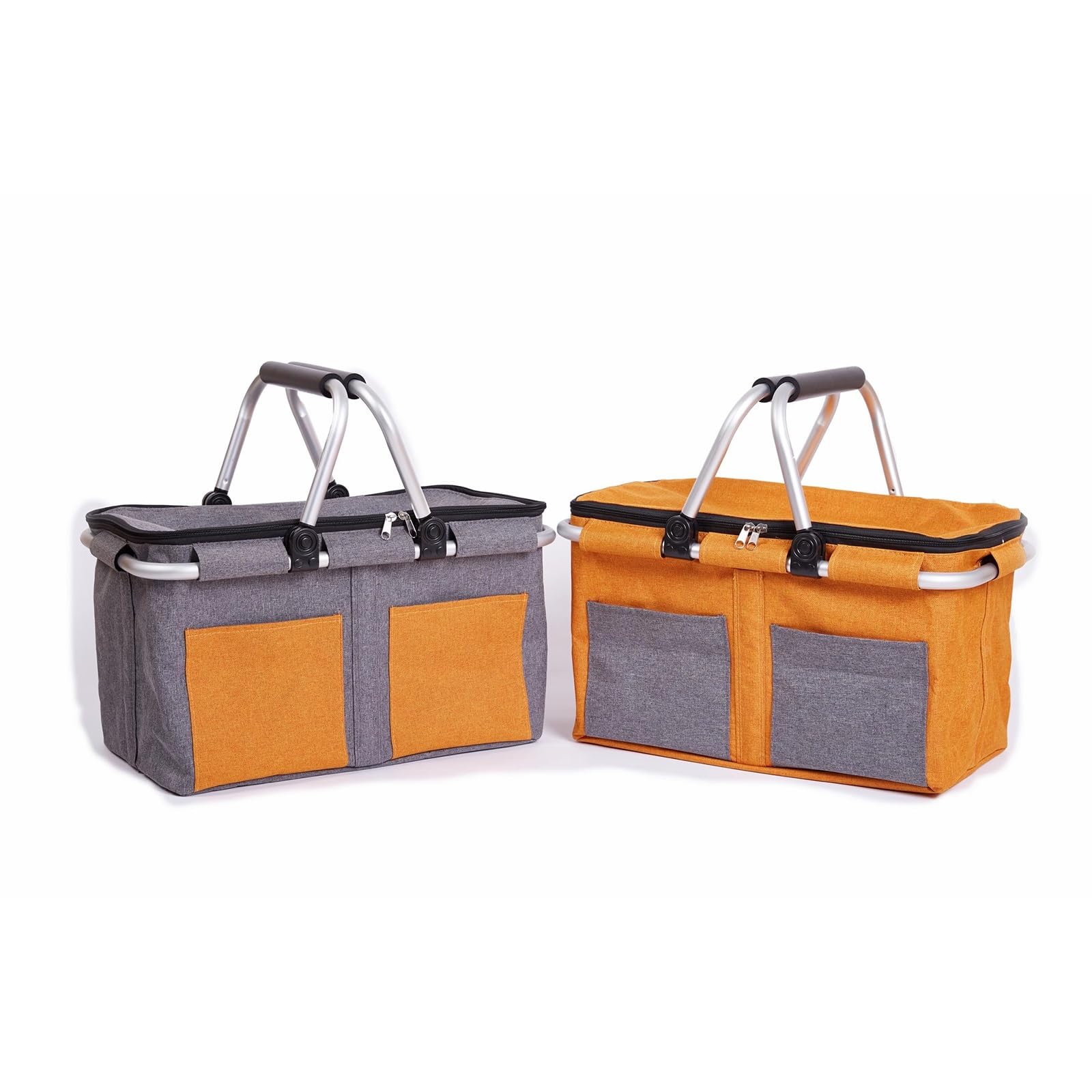 Cesta Picnic, Bolsa Térmica Térmica Plegable, Marco de Aluminio Resistente, Adecuada for Picnics y Campamentos(Gray)