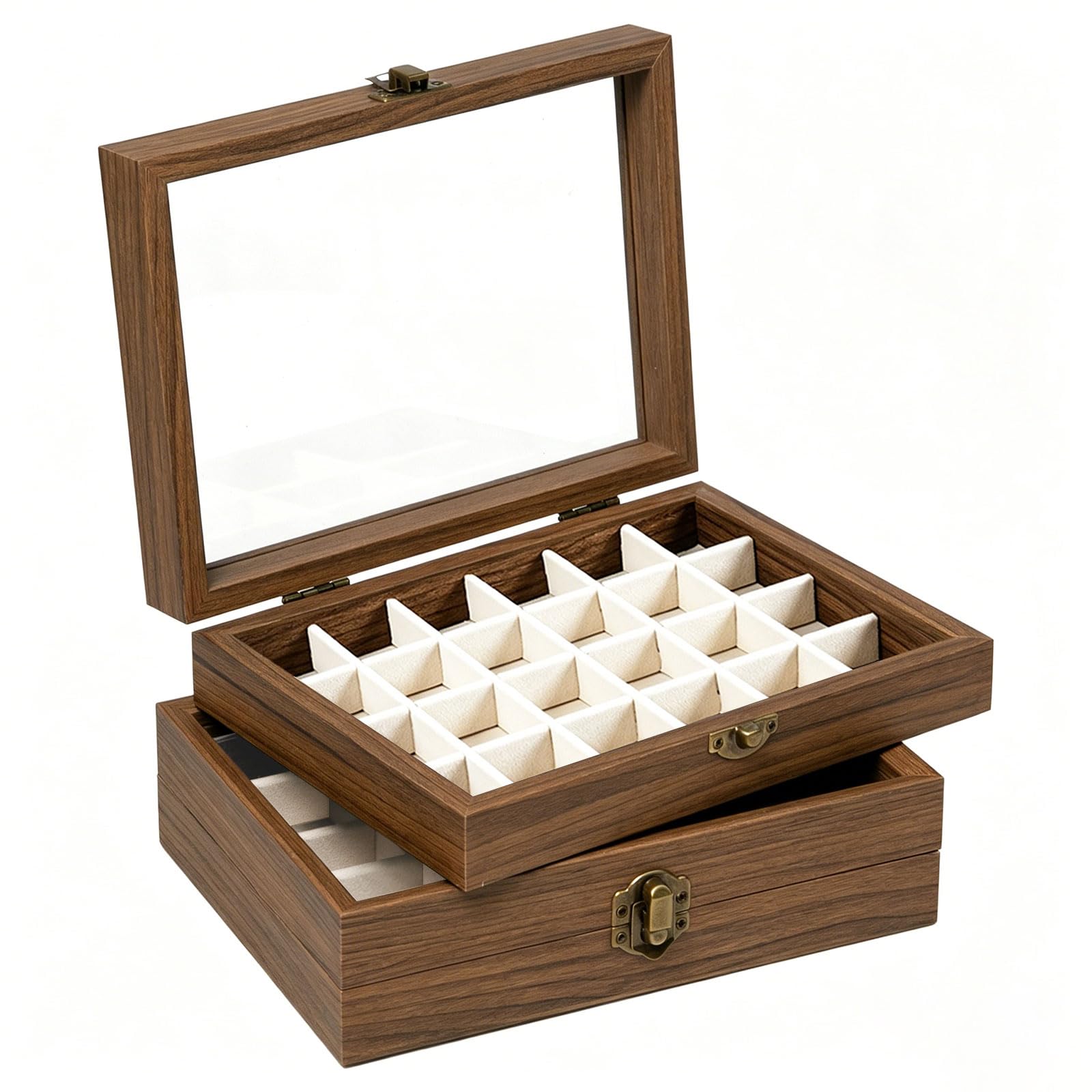 edelstein aufbewahrung holz Rebanky 2 Stück Setzkasten für Mineralien und Steine Sammelbox Stein Vitrine Holz mit 24 Fächer und Deckel, Rock Display Case mit Schnalle für Steine, Edelsteine, Fossilien Fashion System:Gray Velvet Vihtavuori Treibladungspulver / Wiederlader Malm