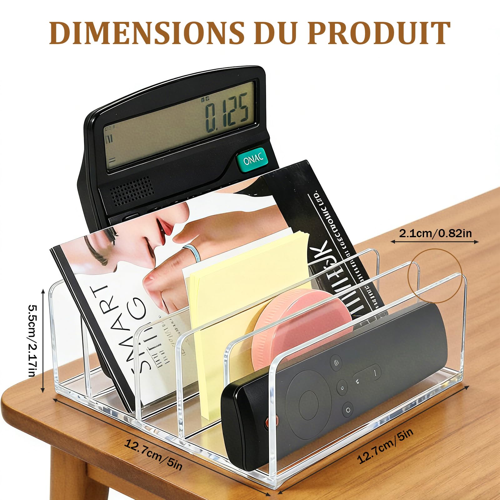 Organisateur de Bureau Acrylique 5 Compartiments Range Document Corbeille à Courrier