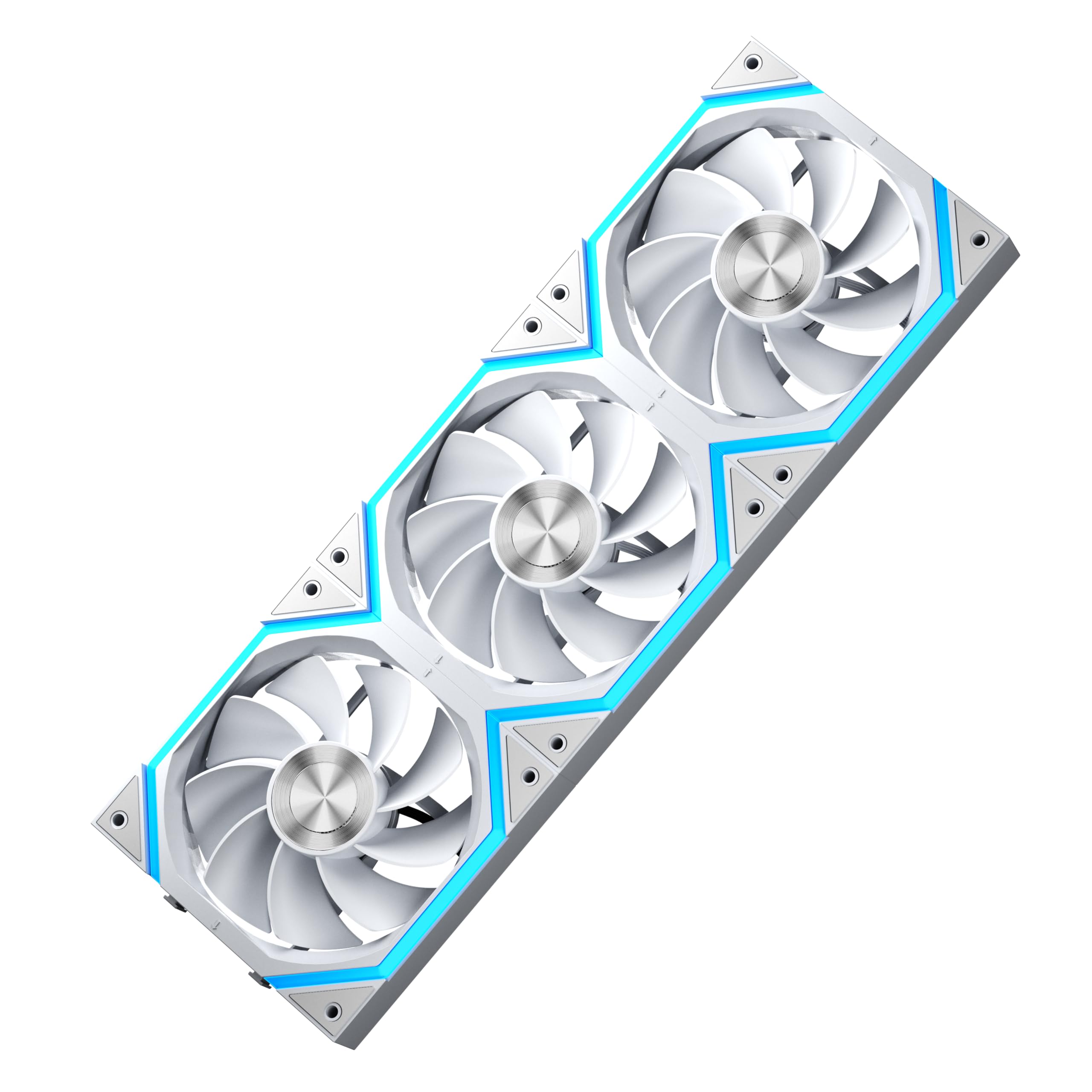 Jungle Leopard Build Blocks UNI Daisy Chain RGB PC Ventilador 120MM 3er Pack,2000RPM/62.36CFM,5V3PIN ARGB und 12V4PIN PWM Ventilador (Blanco Reverse Blade)