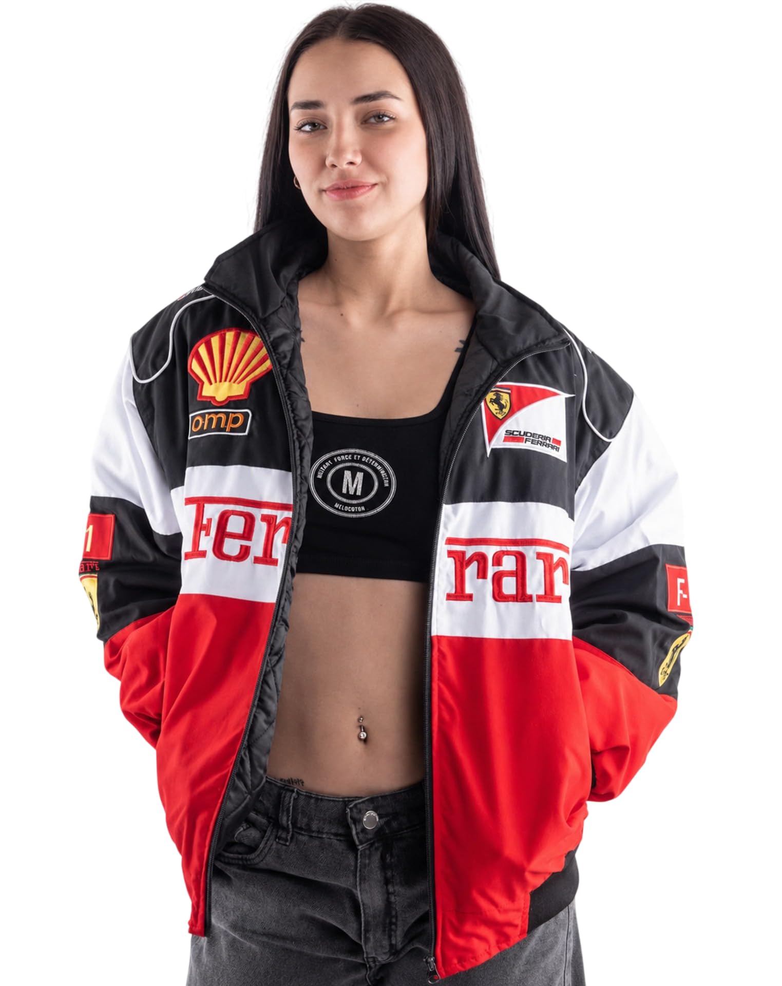 exotix Racing Bomber Jacket for Men & Women | Motorsport Winter Puffer Jacket | Streetwear Zip-Up Biker Jacket | Graphic Print Embroidered Casual Outerwear with Gloves-picture-53