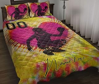 OhaPrints Custom Softball Pink Catcher for Girl Personalized Name Number Quilt Blanket & Pillowcases, Quilts Bedding Set & Pillow Cover, King Queen Double Twin Throw Full Size Bedspread Bed Sets