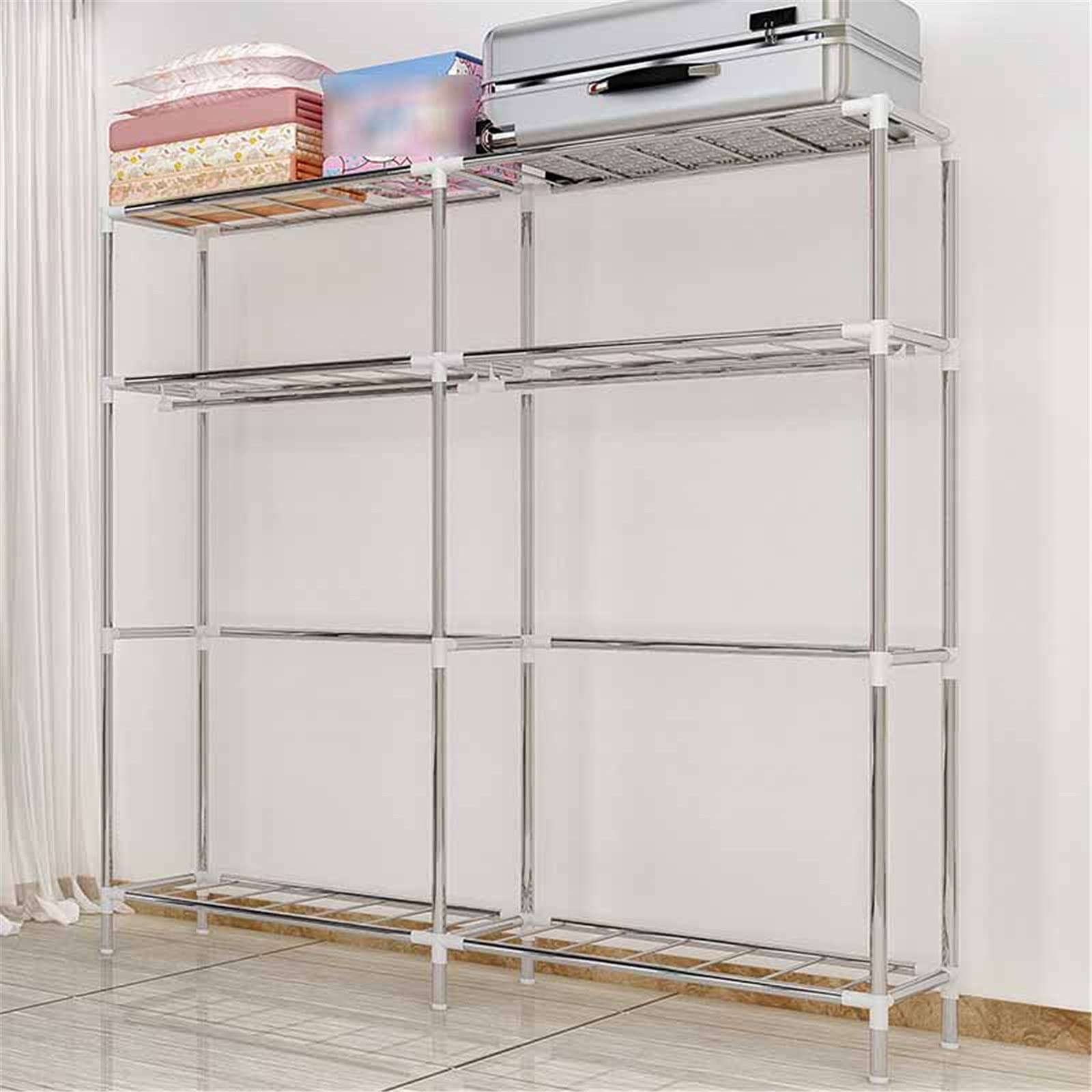 Szafa tekstylna Szafka, przenośna szafa do przechowywania Organizator Tkanina Szafka na ubrania Wieszak Wieszak na ubrania Z półkami Meble do sypialni 172 * 123 * 46 CM (Rozmiar: 172 * 123 *