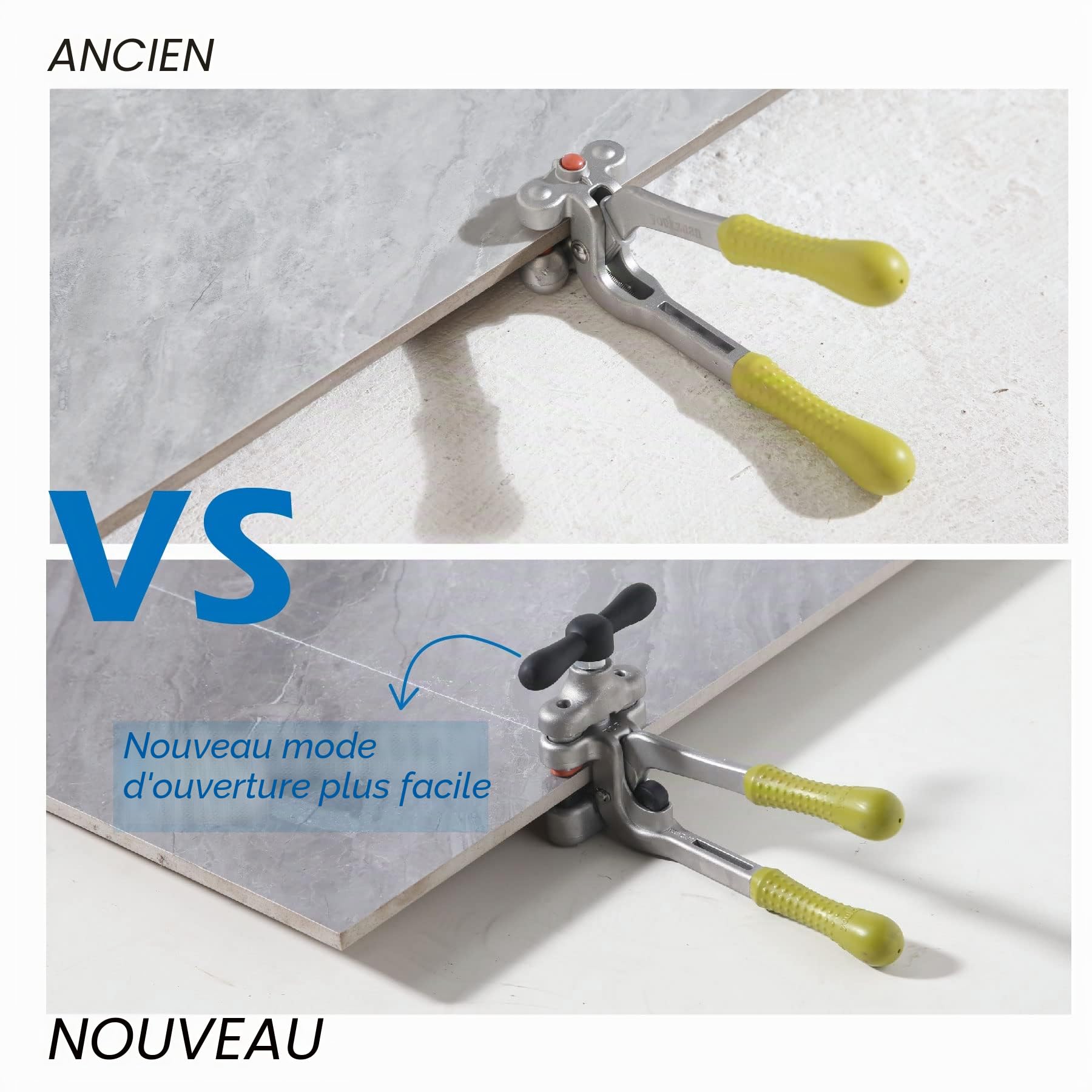 kit d'outils professionnels pour couper les carreaux de porcelaine avec un grand coupe-carreaux (peut couper 120cm), une pince à casser, 3 lames de coupe et 3 roues de coupe