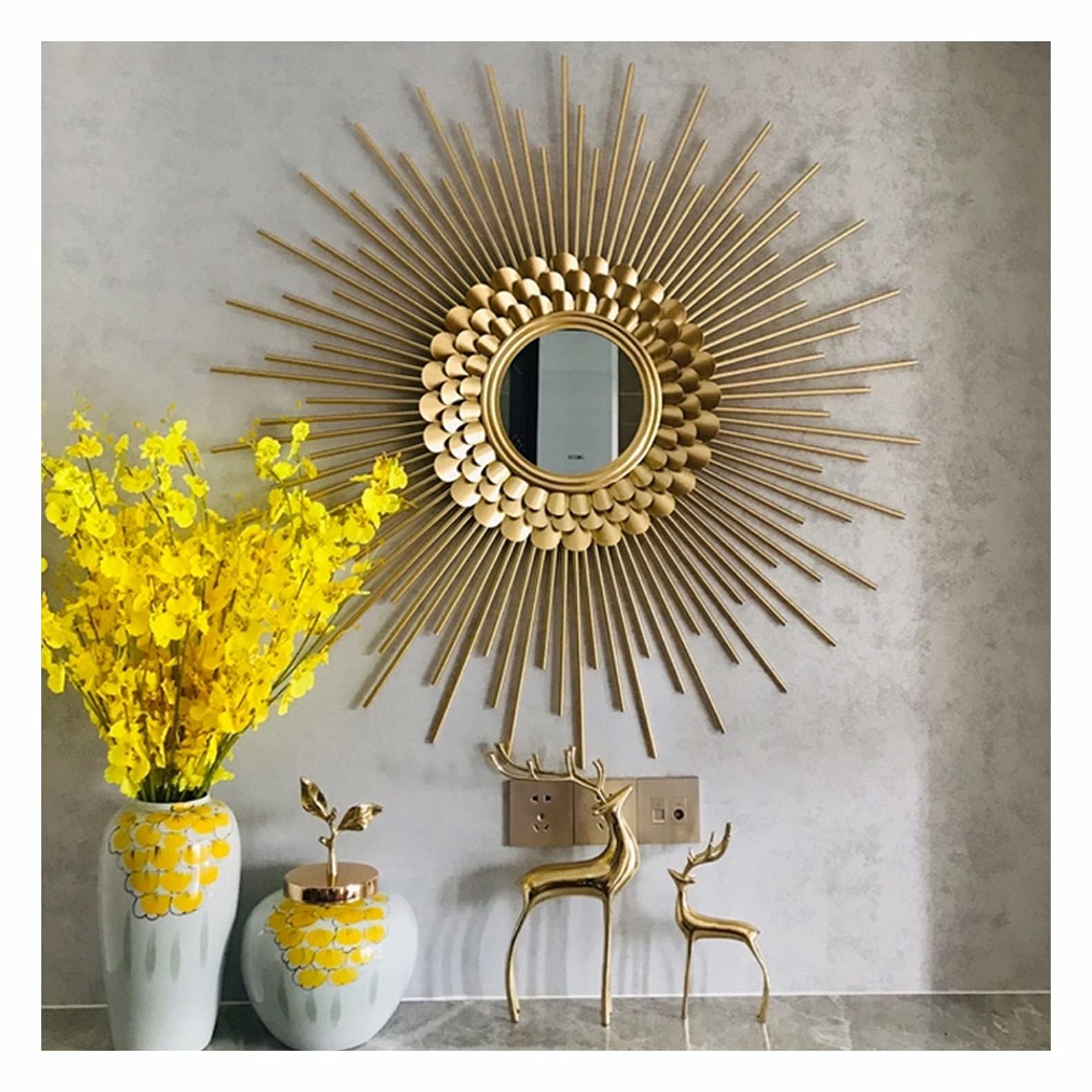 Runder 3D-Sonnenspiegel, dekorative Wandkunst für Wohnkultur, für Frauen und Mütter, 70 cm, stilvolles und elegantes Design für Wohnzimmer und Schlafzimmer