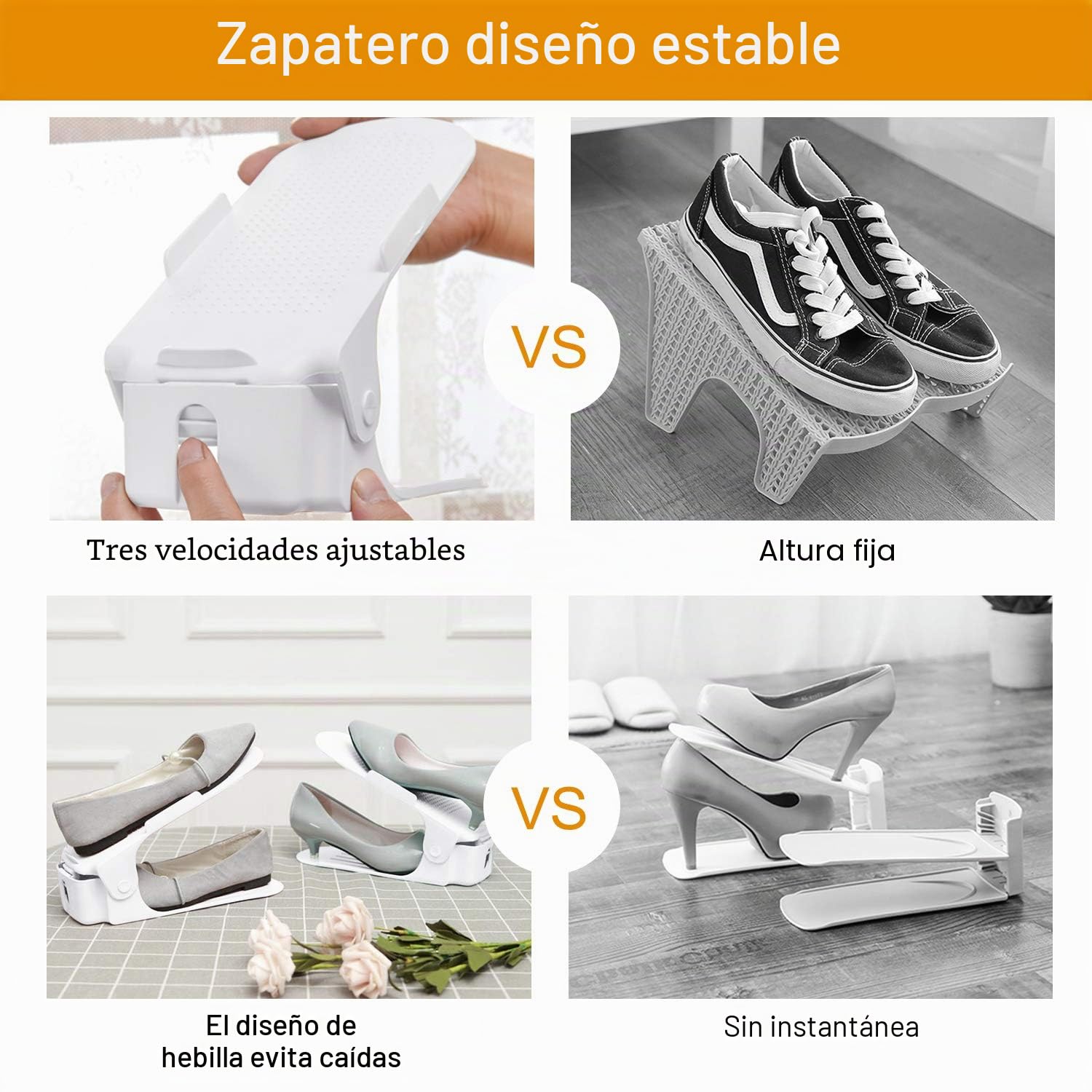 Froadp Zapatero Ajustable 30 piezas Portátil de Plástico Ajustable en Altura 3 Niveles Organizadores de Zapatos Soporte para Entrada Armario Vestidor(Negro)