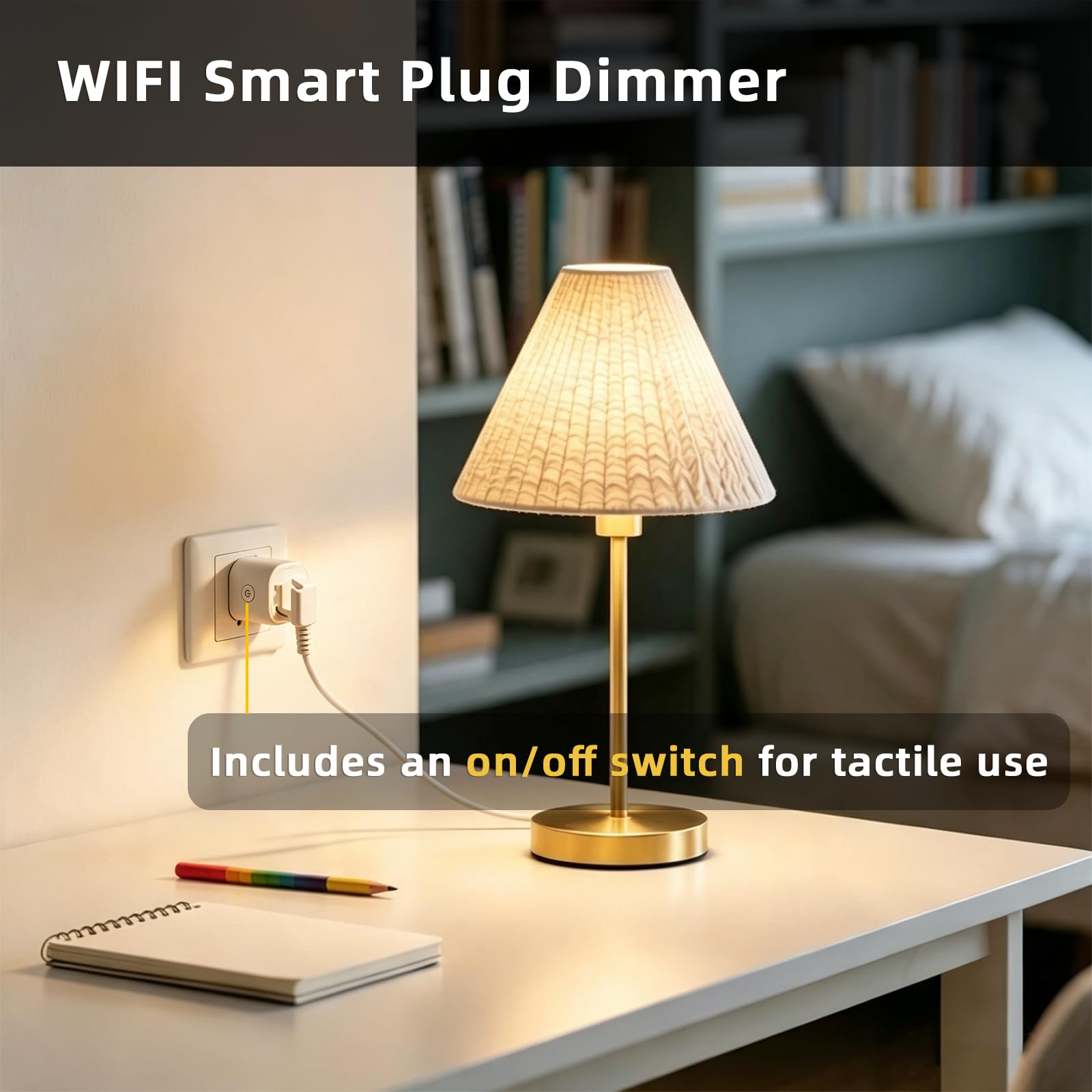 Enchufe inteligente con WiFi, compacto, control de voz y aplicación, compatible con Smart Life, sin concentrador, para bombillas LED regulables
