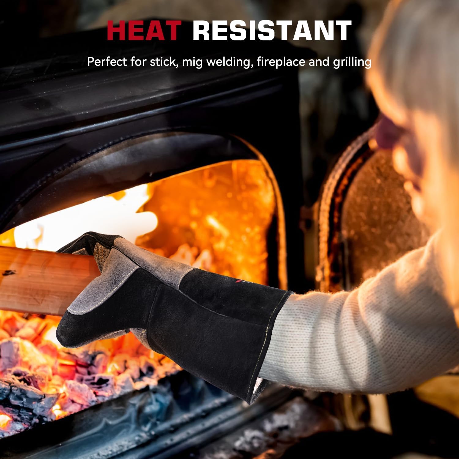 ARCCAPTAIN Welding Gloves 932℉ Heat/Fire Resistant 16 inches Gloves for Stick, Mig, Forge, BBQ, Grill, Fireplace, Baking, Stove Working Protection - Image 7