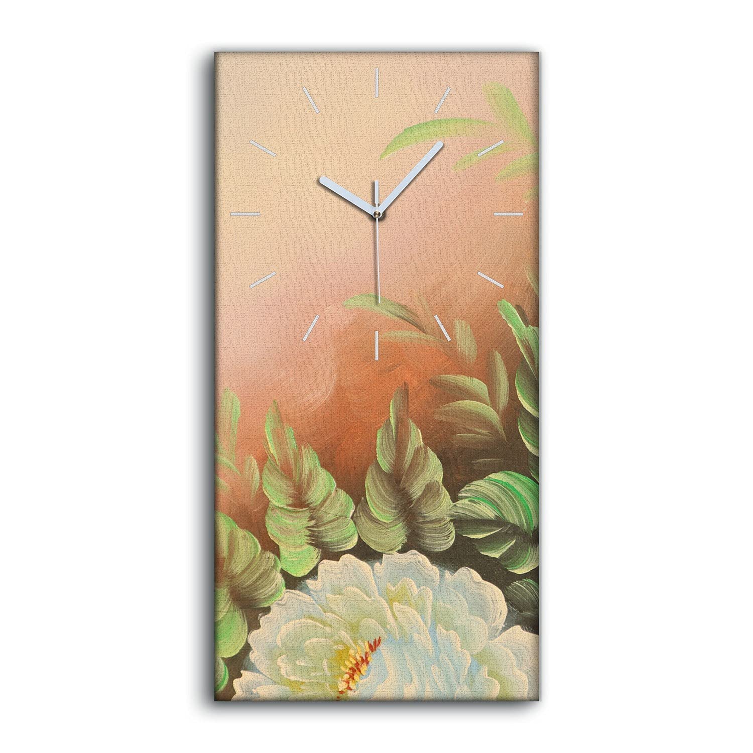 Horloge sur toile moderne 30x60cm décoration salon fleurie