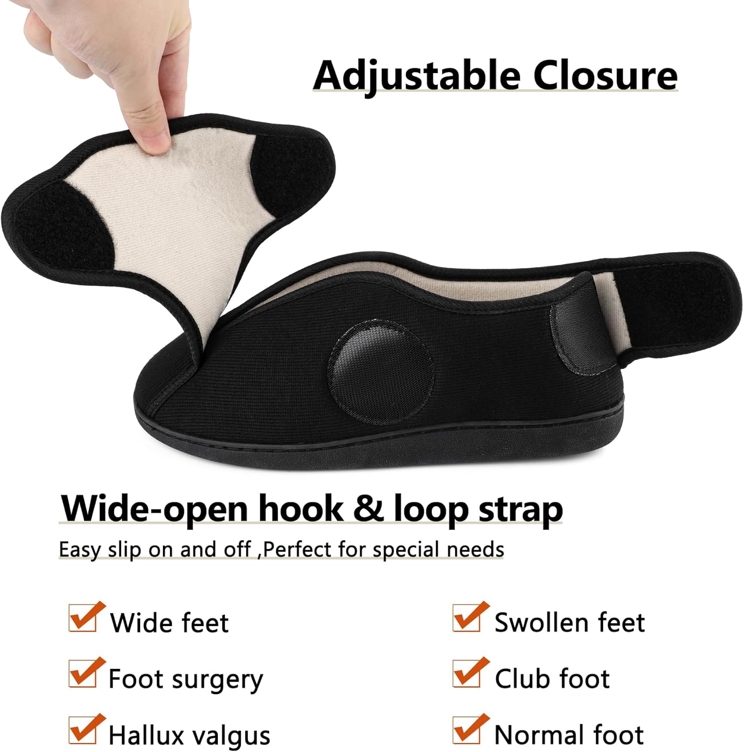 Men's Memory Foam Diabetic Boots Slippers Lightweight Comfortable Breathable No Sweat Edema Swollen House Shoes Adjustable Extra Wide Indoor/Outdoor Slip On Bedroom Slipper - Image 5