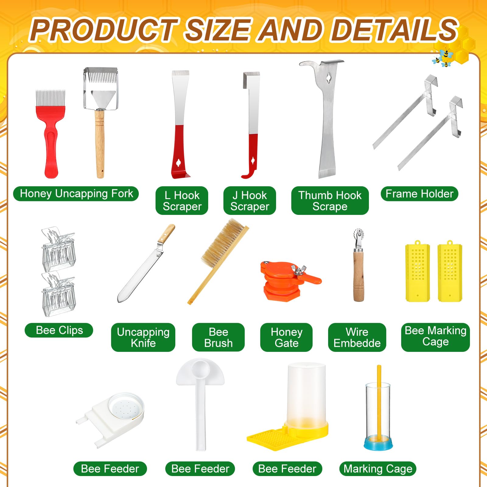 30 strumenti per apicoltura, kit di avviamento per apicoltura, kit di avviamento per apicoltura, forniture per alveare, scatole per alveari, kit per apicoltori, uomini e donne (XXL)