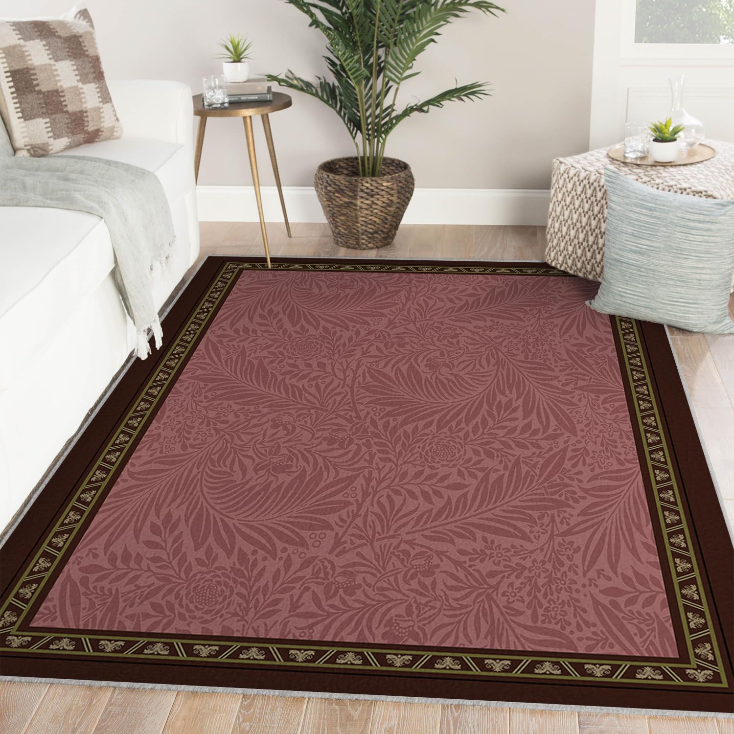 Tapis de sol 90x120cm feuilles abstraites style vintage