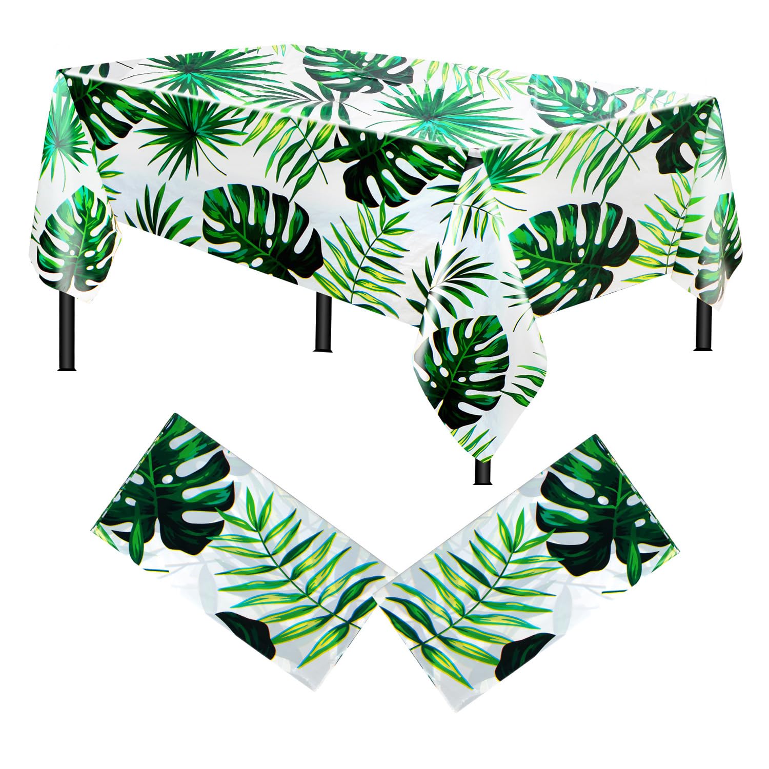 Lotsdonxia Tropical Palm Leaf Luau Tablecloth - Extra Large 137x274cm Waterproof Plastic Covering, Disposable Decorations for Hawaiian Beach Summer Parties, Birthdays, Festivals, Weddings