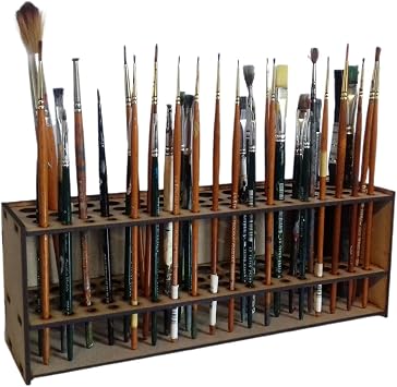 Wooden Paint Brush Holder, 67 Holes Paintbrush Holder Stand, Artist Paint Brush Holder for Paint Brushes Dryer Holder, Wall Mount Paint Brush Organizer for Colored Pencils Makeup Brushes