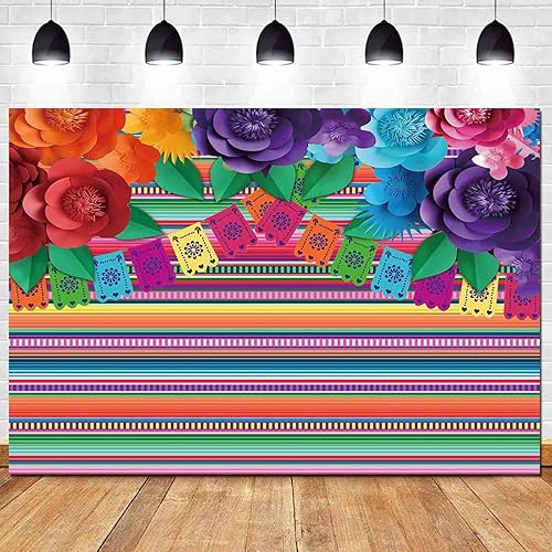 9x6ft Fiesta Mexicana Color Rayas Papel Flor Foto Fondo Tela Cinco De Mayo Fiesta Boda Decoración Fotografía Fondos