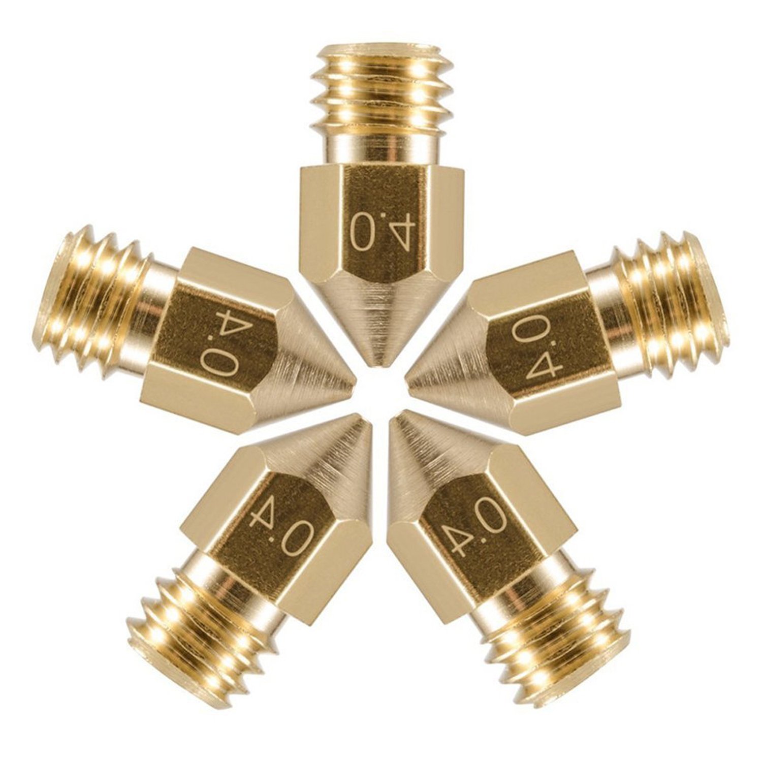 ExcelFu 5pcs 30MM Length Extruder 1.75MM Teflon Throat Tube and 5pcs 0.4MM Brass Extruder Nozzle and 5pcs Heater Blocks Hotend for MK8 Makerbot Anet A8 3D Printer (Bonus: 2pcs hex Key Wrenches) : Industrial & Scientific