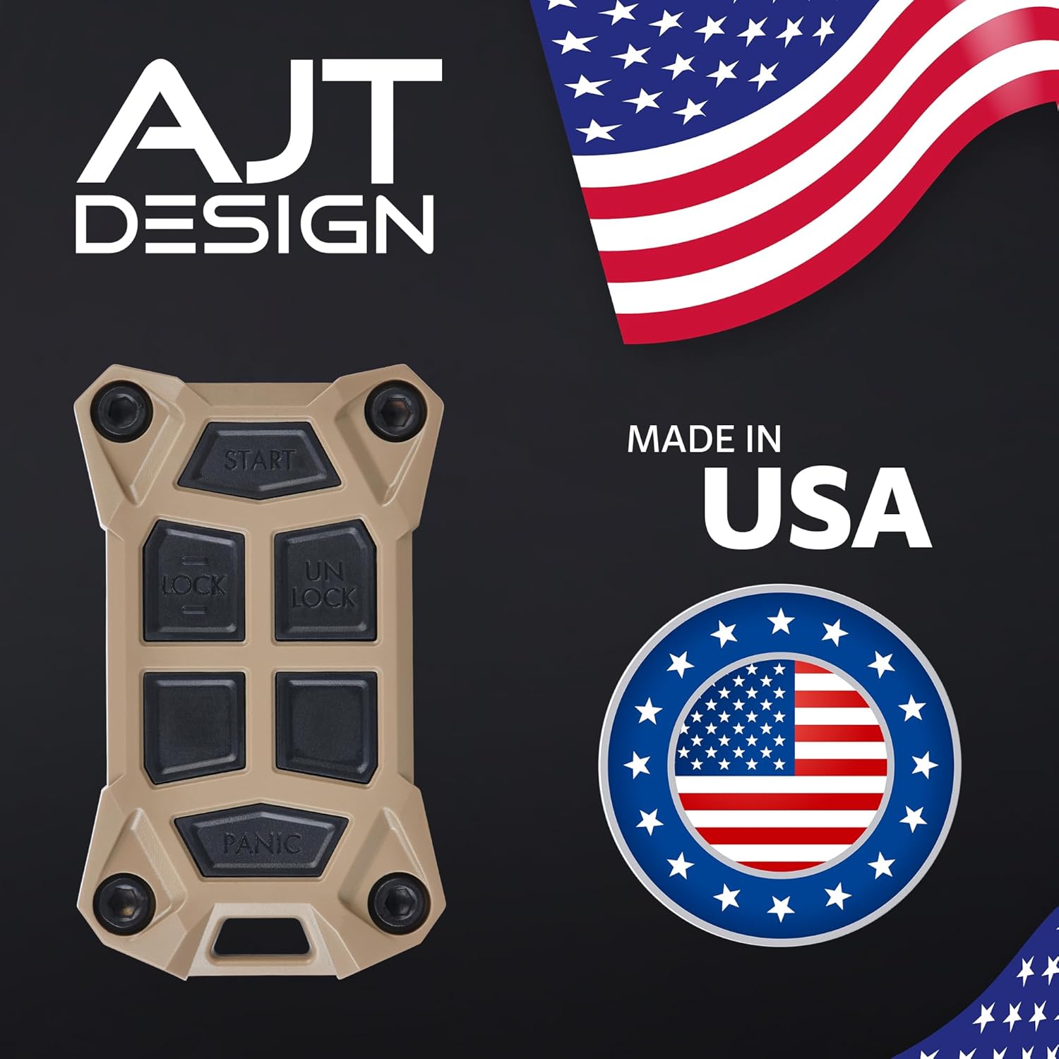 AJT DESIGN Replacement Key Fob Case Compatible with 2014-2018 Chevrolet Silverado, GMC Sierra | 2013+ Chevy Colorado, GMC Canyon | 2012+ Suburban, Tahoe, Yukon | GMC / Chevy Key Fob Shell - Tan