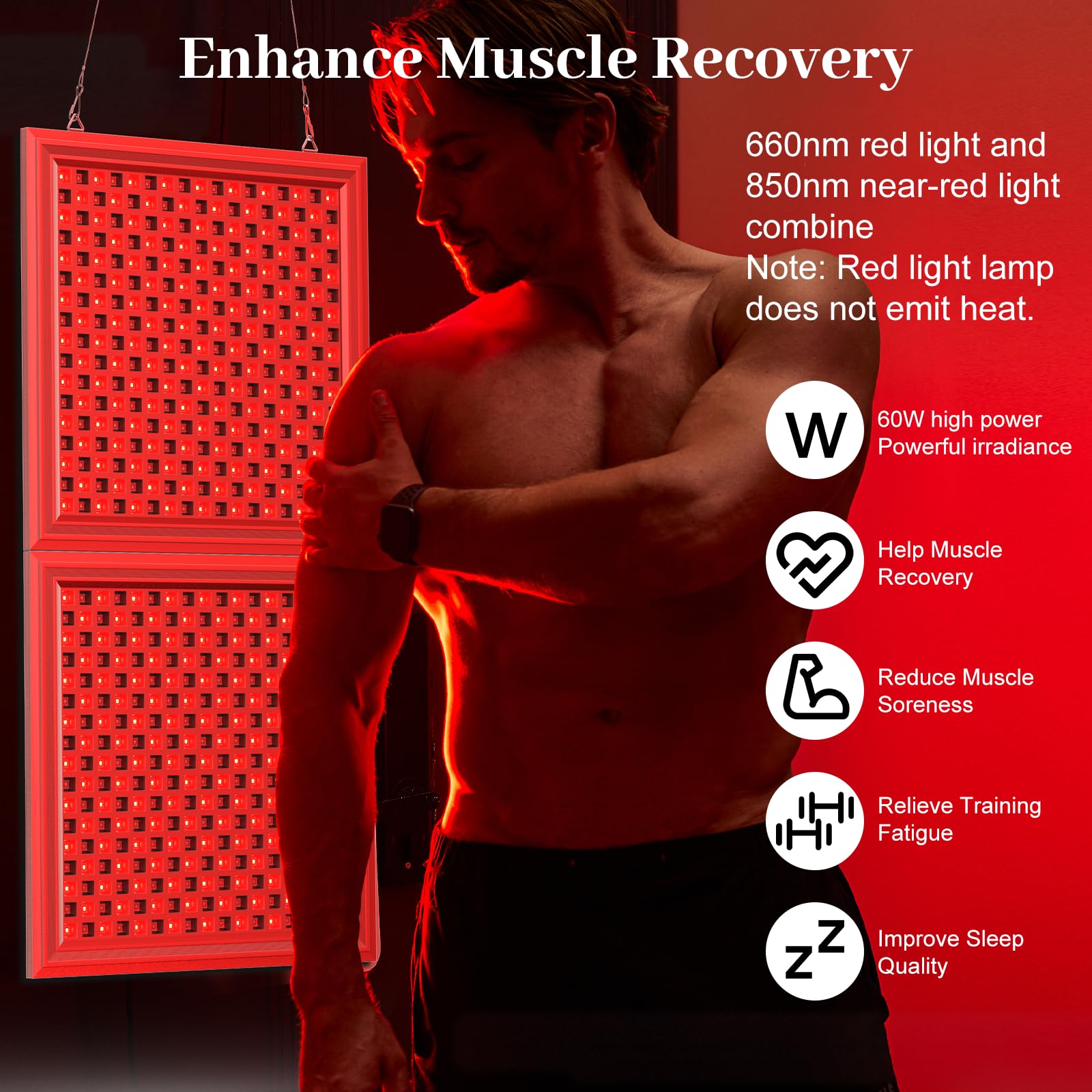 Lámpara de Luz Roja, Lámpara Infrarroja Combinada 660 nm y 850 nm, Panel de Luz Roja con 578 LED y Temporizador, para Cara, Cuerpo, Músculos y Espalda